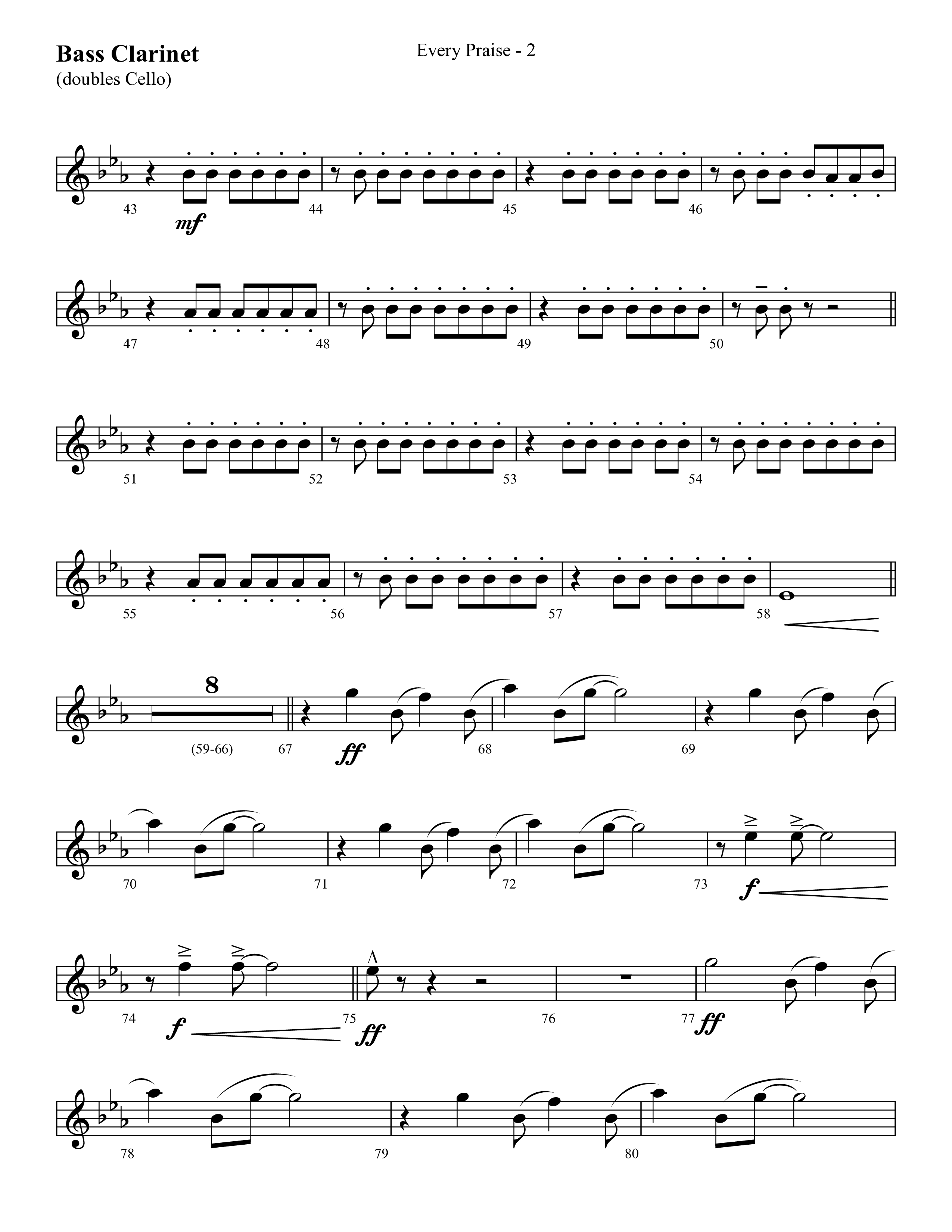 Every Praise (Choral Anthem SATB) Bass Clarinet (Lifeway Choral / Arr. Cliff Duren)