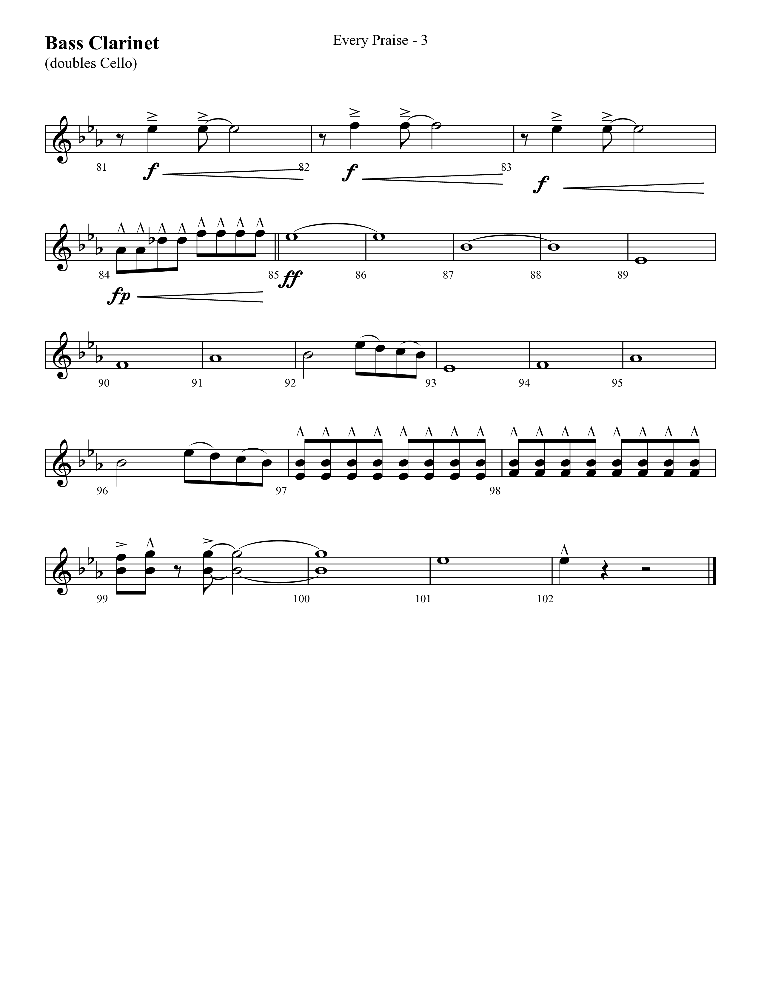 Every Praise (Choral Anthem SATB) Bass Clarinet (Lifeway Choral / Arr. Cliff Duren)