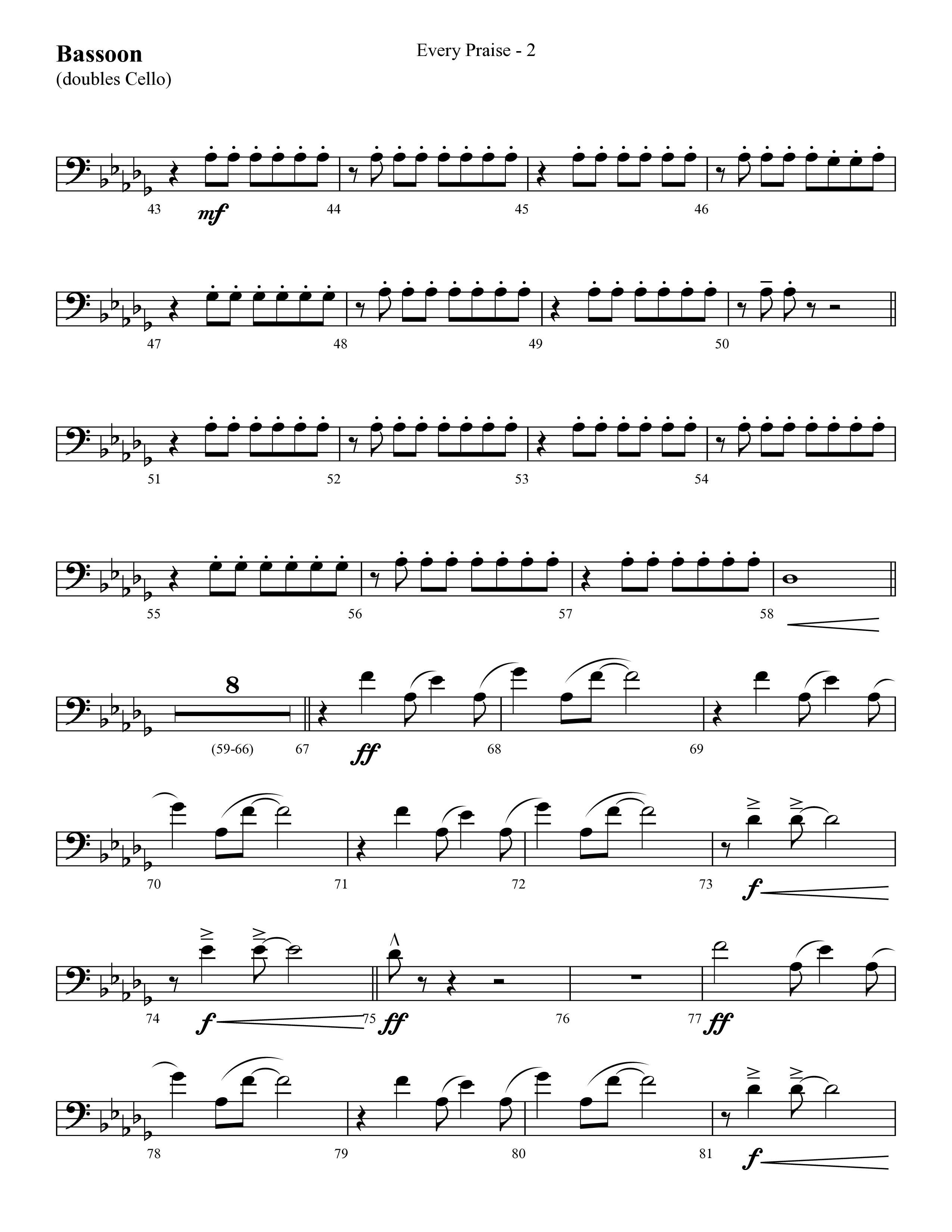 Every Praise (Choral Anthem SATB) Bassoon (Lifeway Choral / Arr. Cliff Duren)