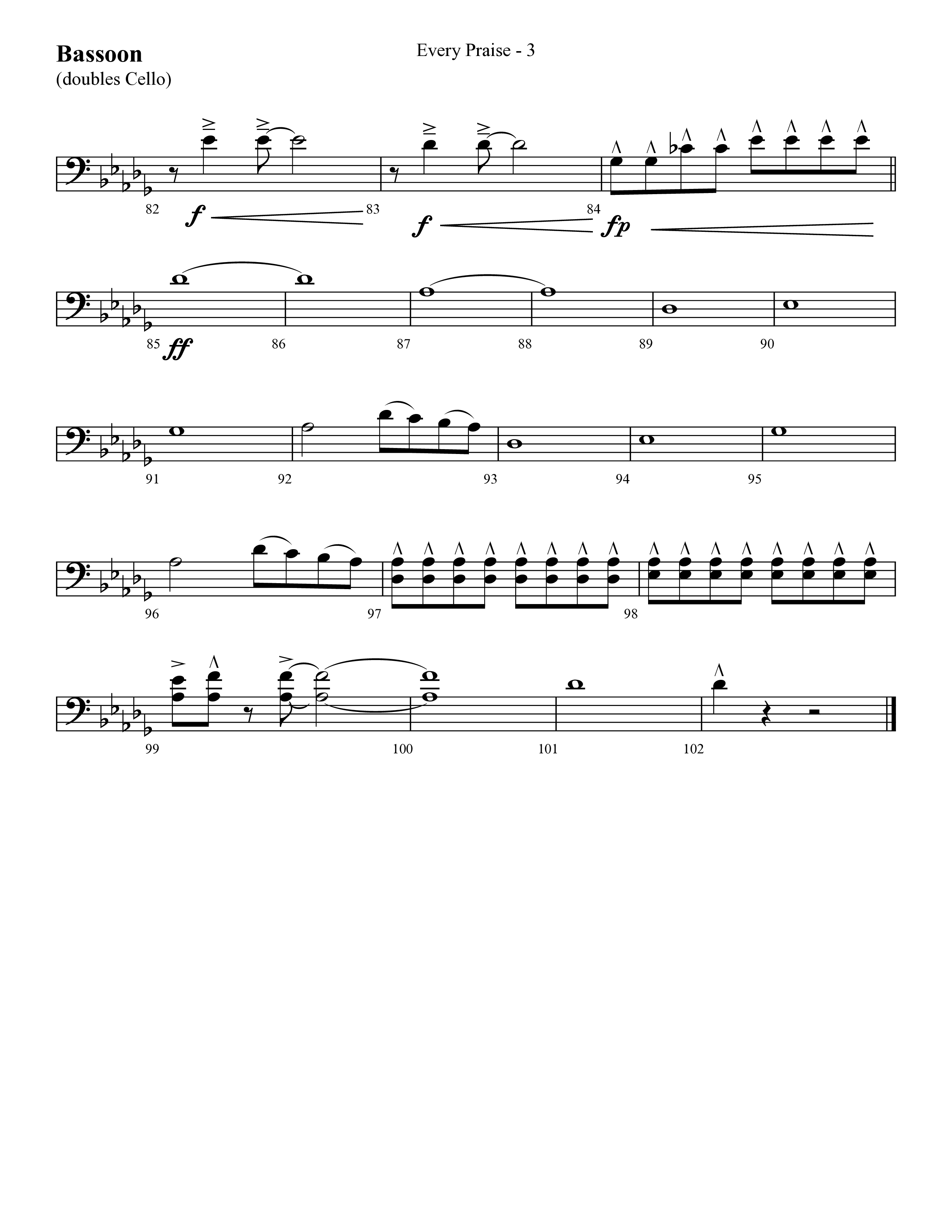 Every Praise (Choral Anthem SATB) Bassoon (Lifeway Choral / Arr. Cliff Duren)