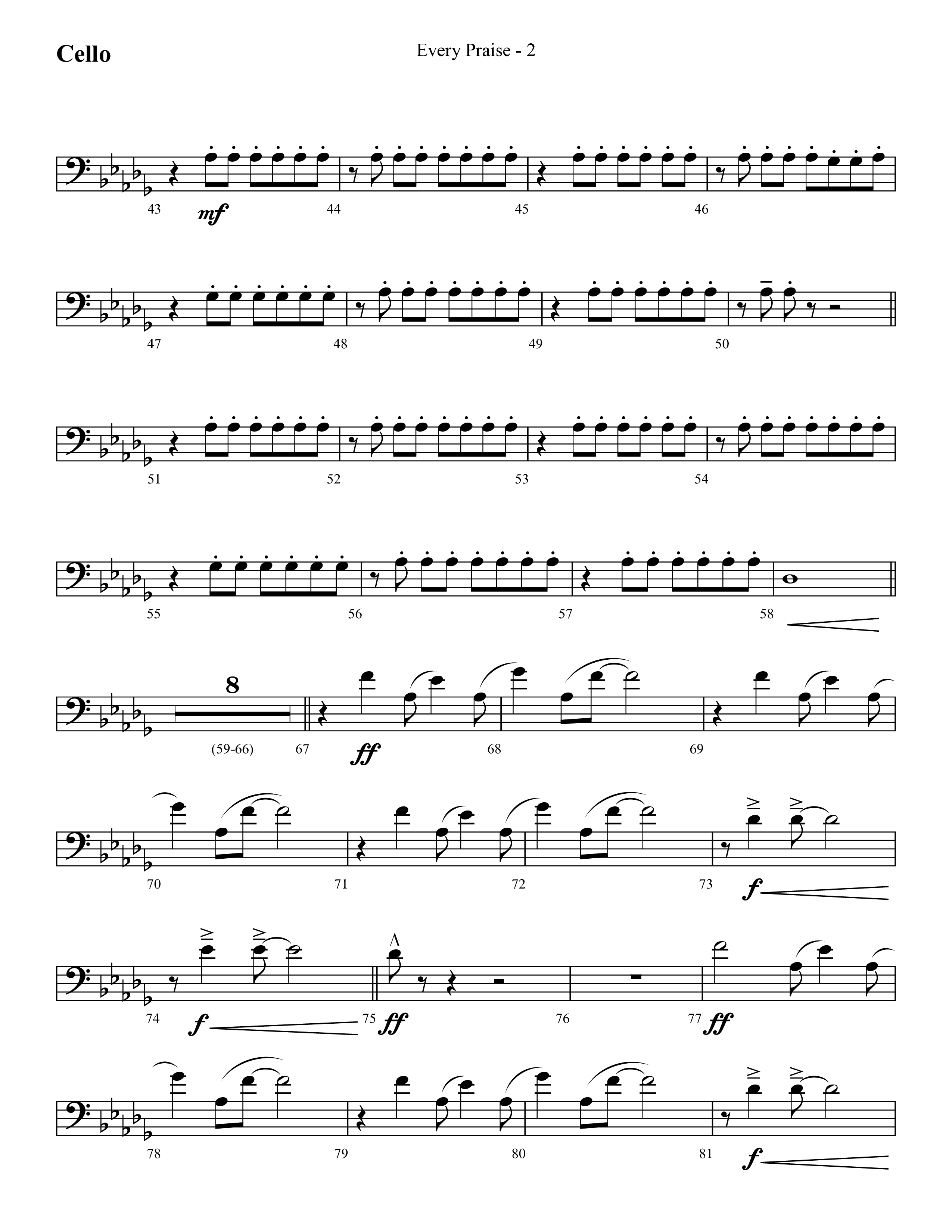 Every Praise (Choral Anthem SATB) Cello (Lifeway Choral / Arr. Cliff Duren)