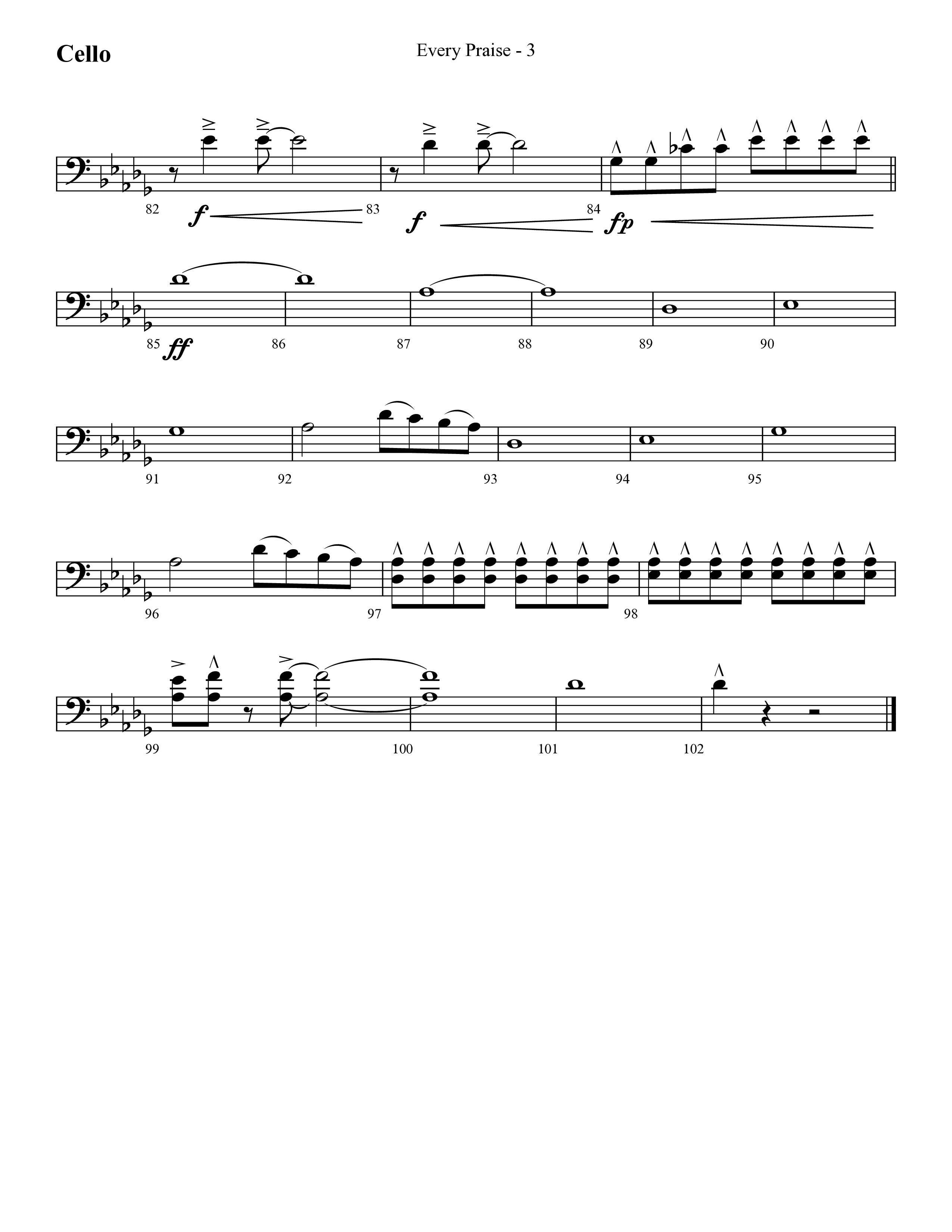 Every Praise (Choral Anthem SATB) Cello (Lifeway Choral / Arr. Cliff Duren)