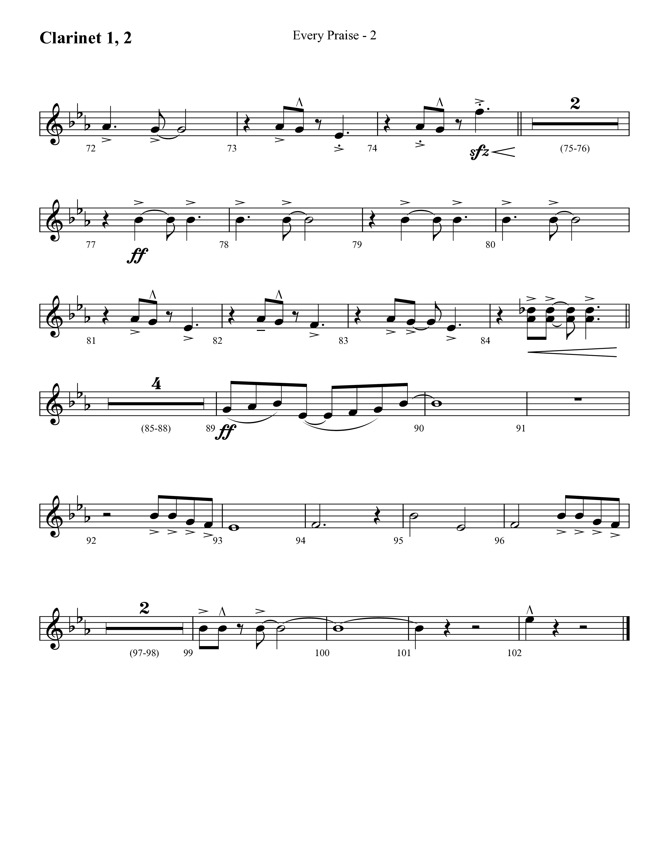 Every Praise (Choral Anthem SATB) Clarinet 1/2 (Lifeway Choral / Arr. Cliff Duren)
