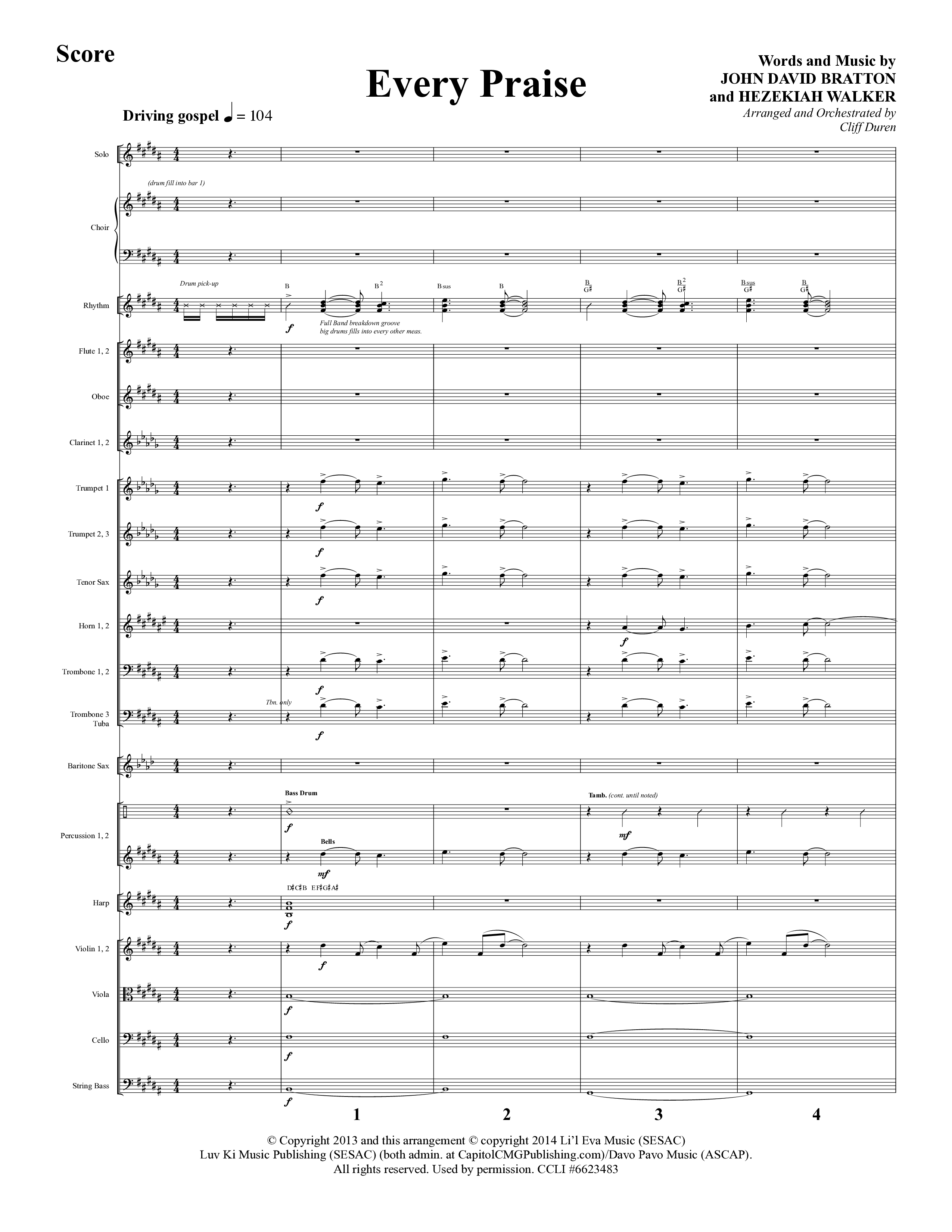 Every Praise (Choral Anthem SATB) Orchestration (Lifeway Choral / Arr. Cliff Duren)