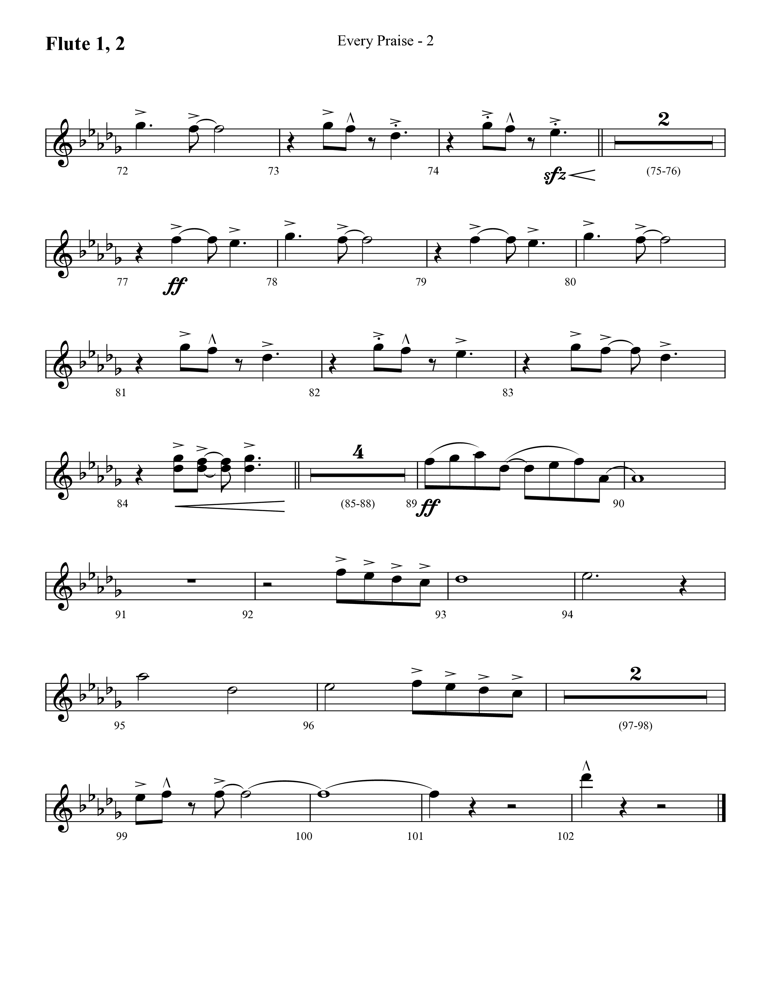 Every Praise (Choral Anthem SATB) Flute 1/2 (Lifeway Choral / Arr. Cliff Duren)