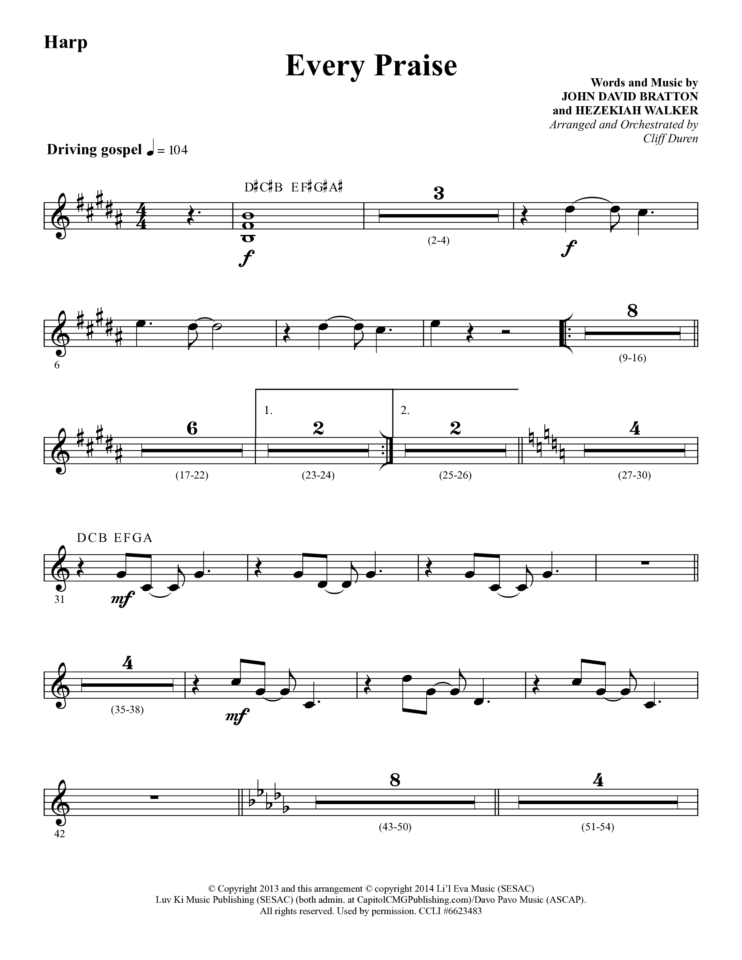 Every Praise (Choral Anthem SATB) Harp (Lifeway Choral / Arr. Cliff Duren)