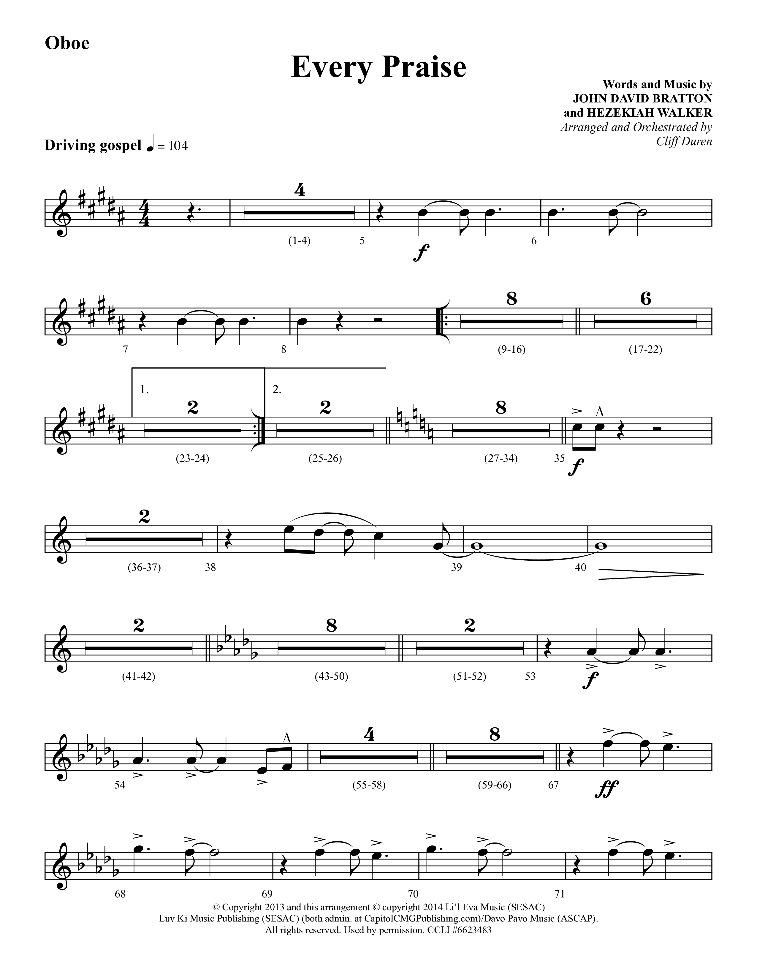 Every Praise (Choral Anthem SATB) Oboe (Lifeway Choral / Arr. Cliff Duren)