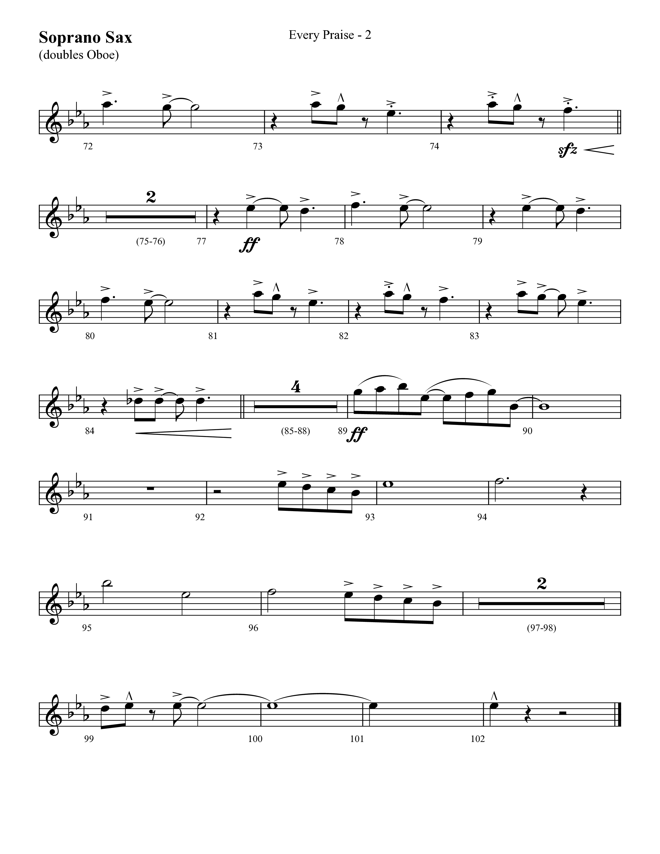 Every Praise (Choral Anthem SATB) Soprano Sax (Lifeway Choral / Arr. Cliff Duren)