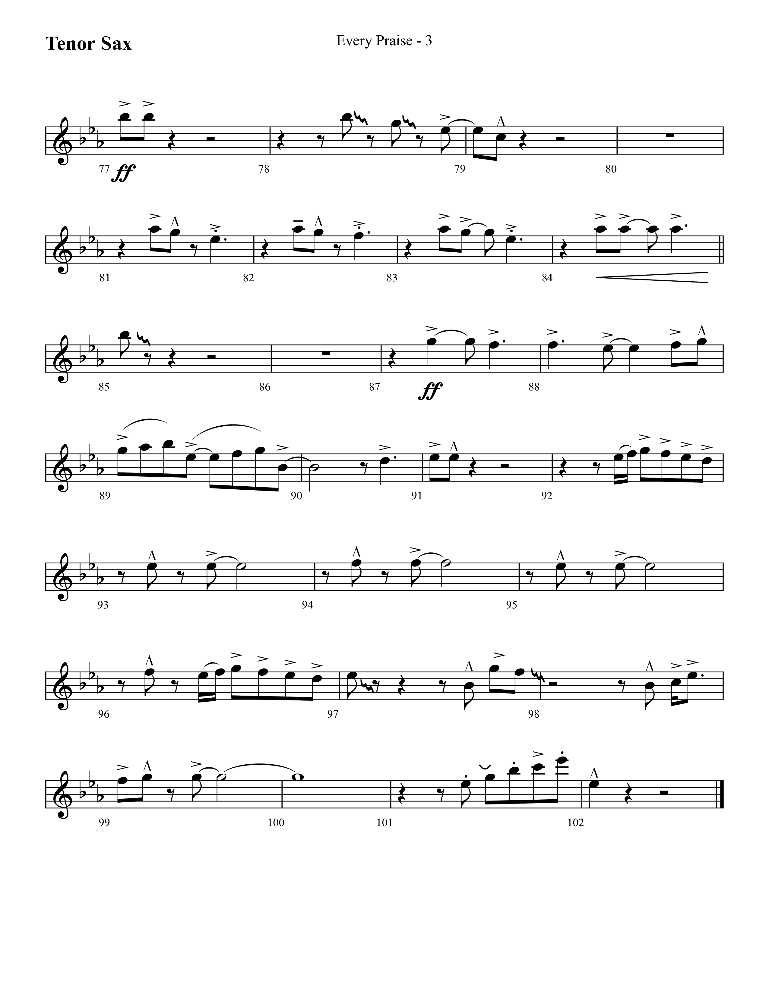 Every Praise (Choral Anthem SATB) Tenor Sax 1 (Lifeway Choral / Arr. Cliff Duren)