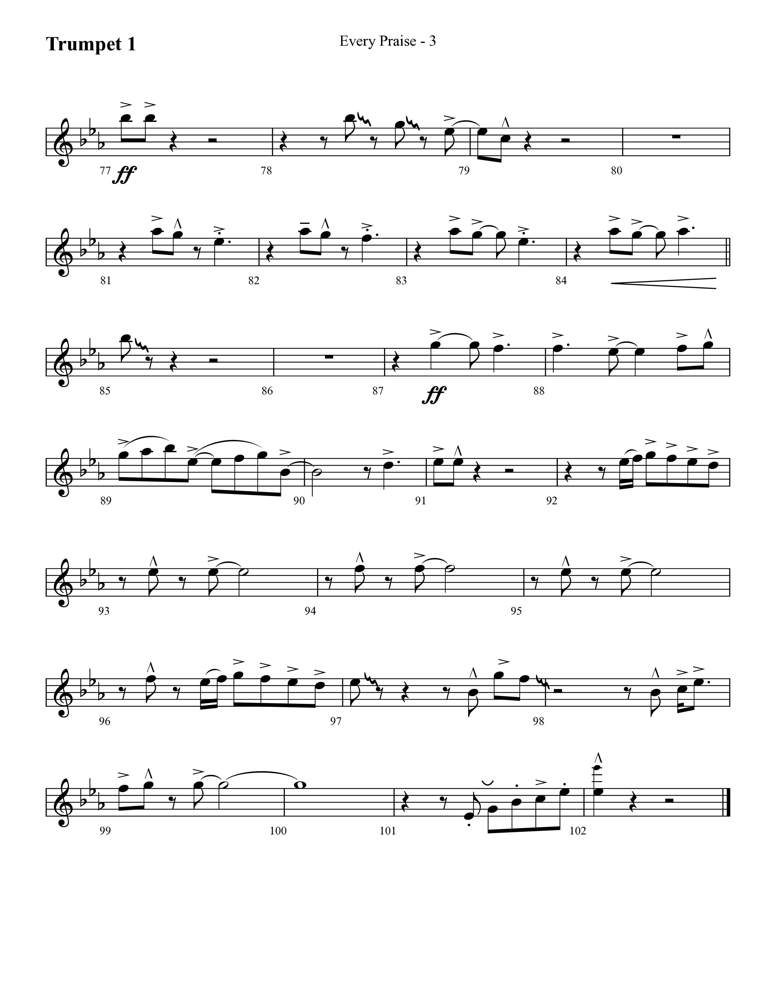 Every Praise (Choral Anthem SATB) Trumpet 1 (Lifeway Choral / Arr. Cliff Duren)