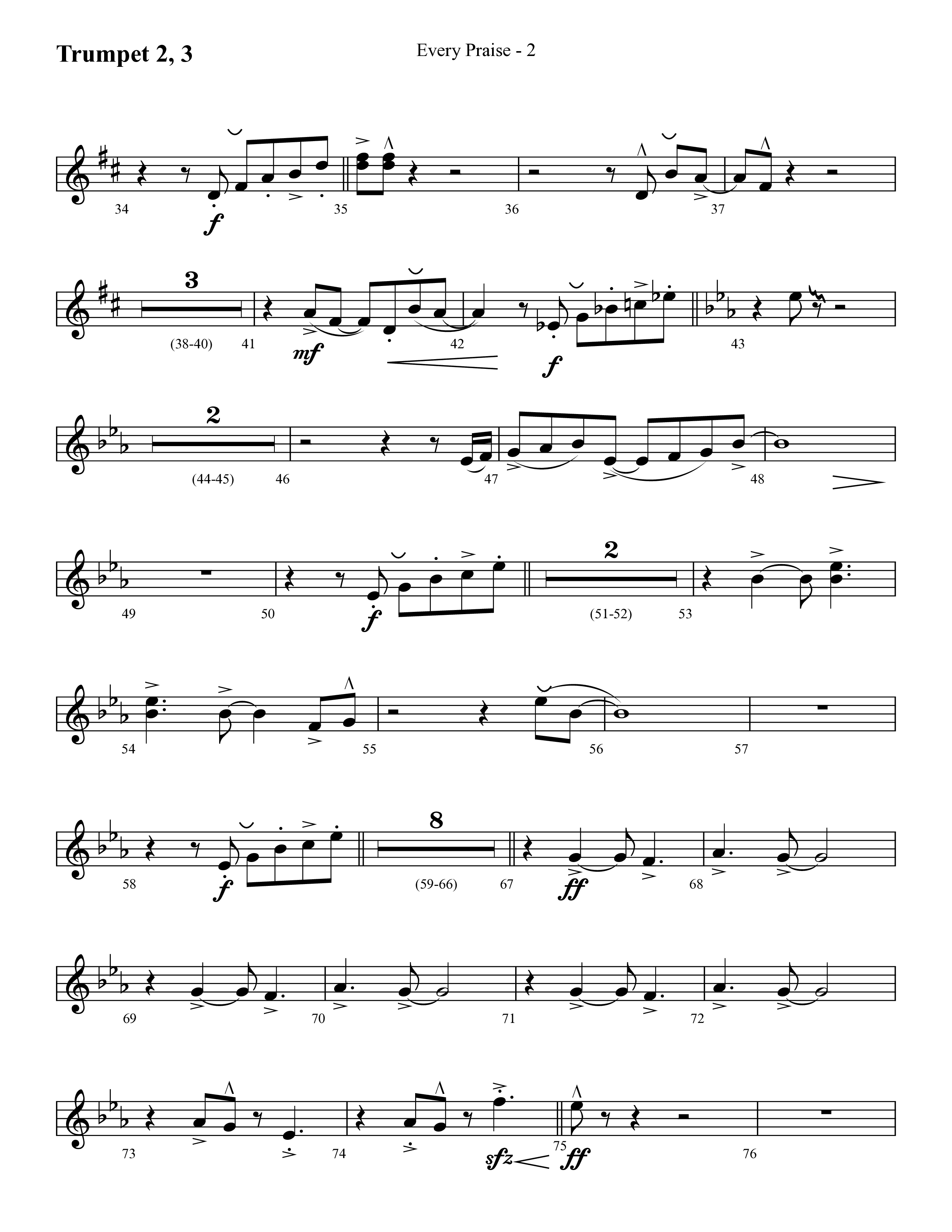 Every Praise (Choral Anthem SATB) Trumpet 2/3 (Lifeway Choral / Arr. Cliff Duren)