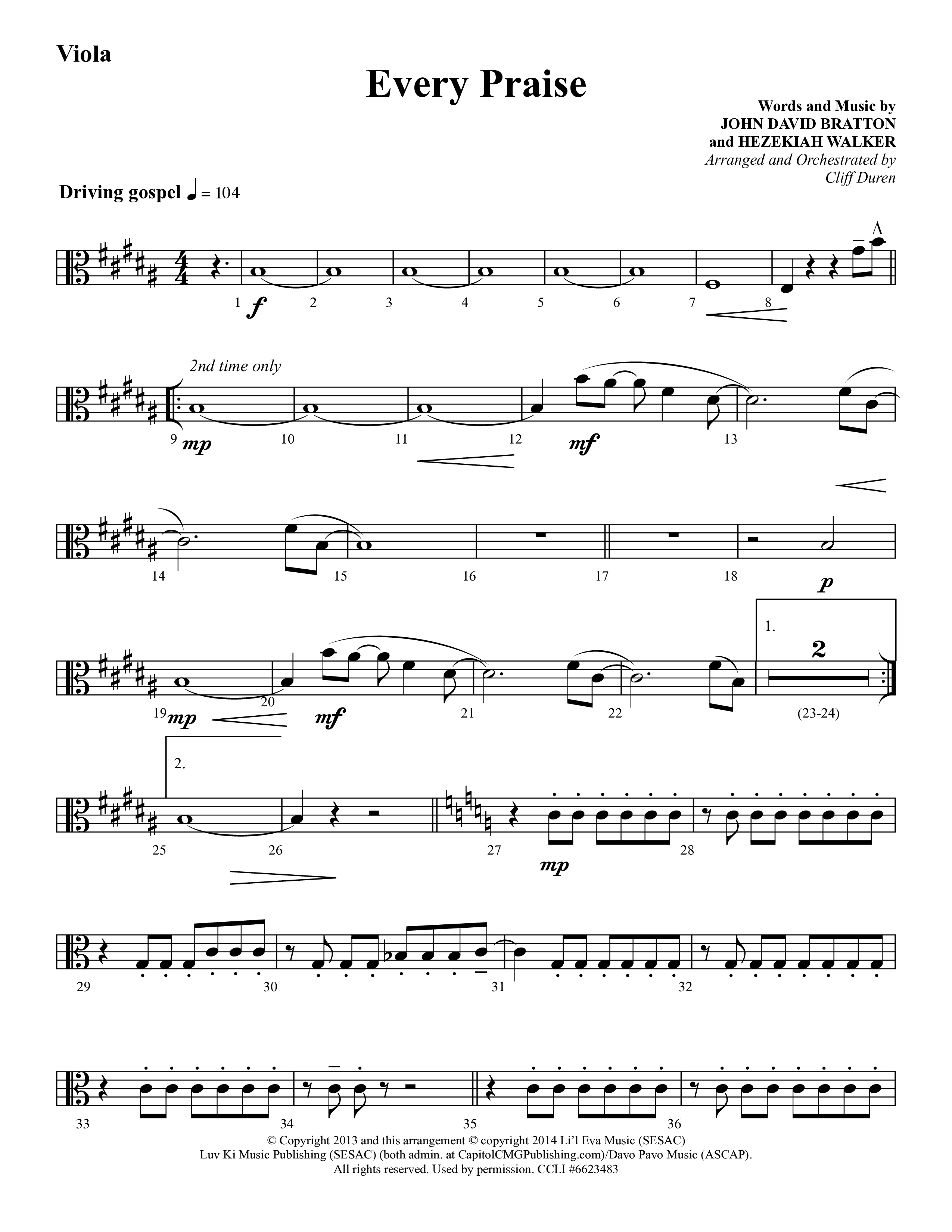 Every Praise (Choral Anthem SATB) Viola (Lifeway Choral / Arr. Cliff Duren)