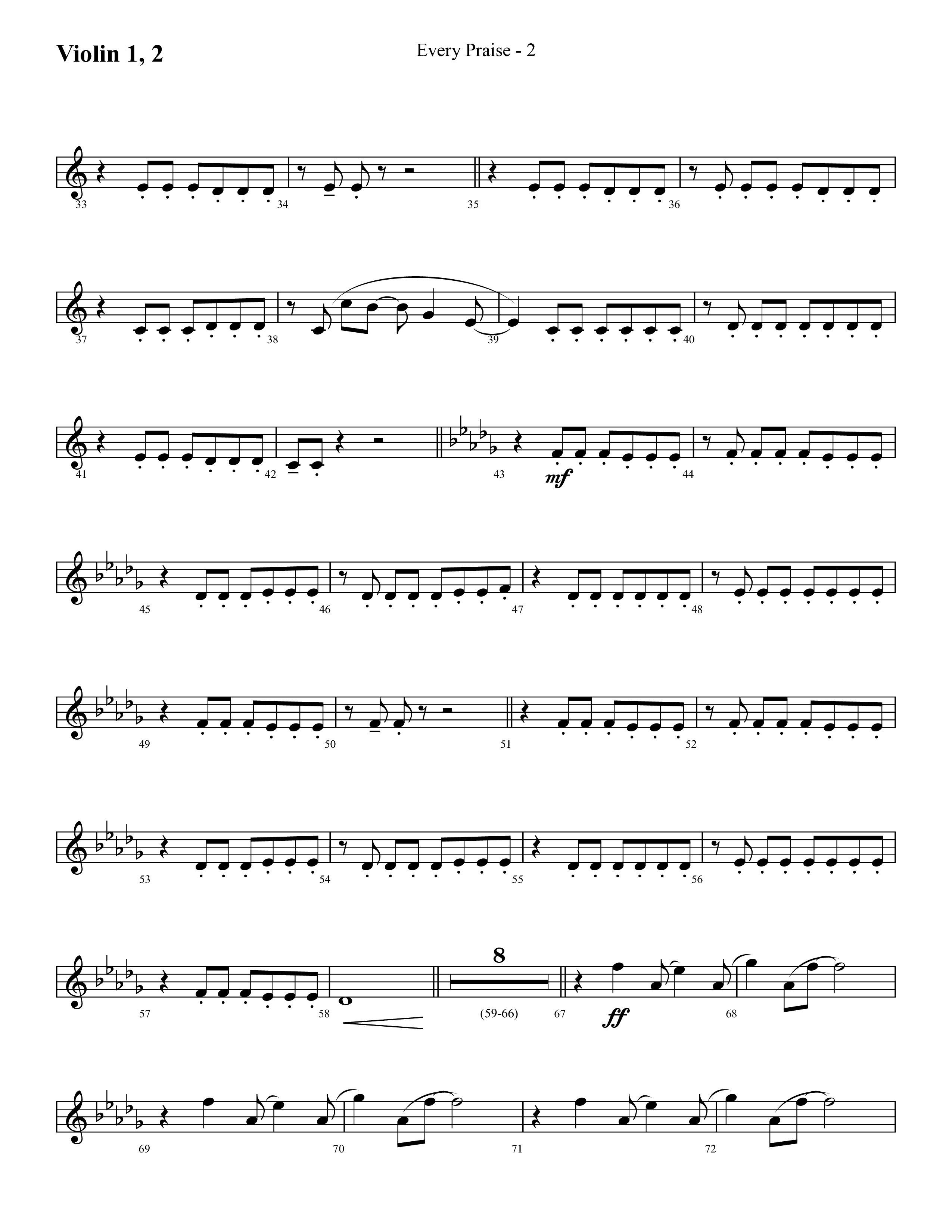 Every Praise (Choral Anthem SATB) Violin 1/2 (Lifeway Choral / Arr. Cliff Duren)