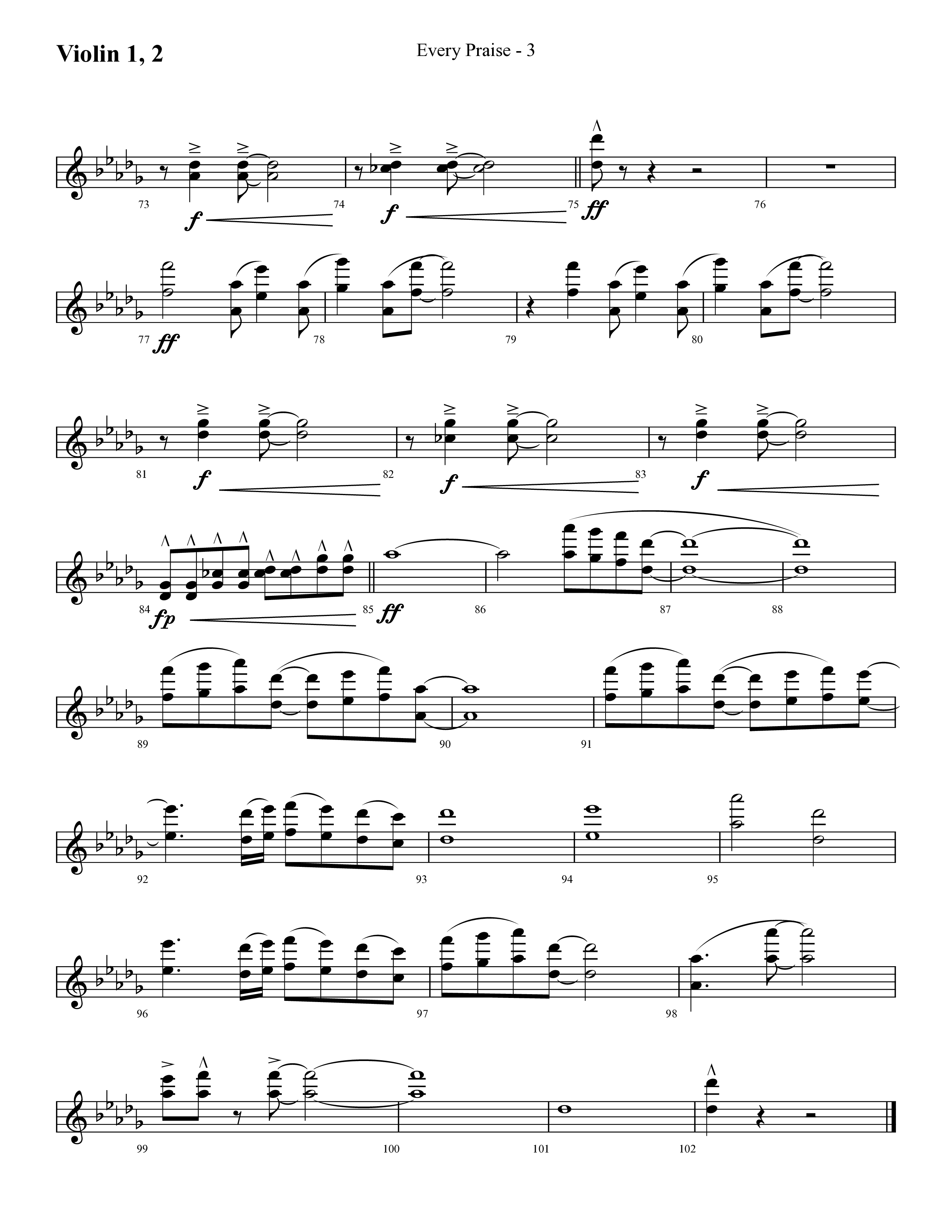 Every Praise (Choral Anthem SATB) Violin 1/2 (Lifeway Choral / Arr. Cliff Duren)