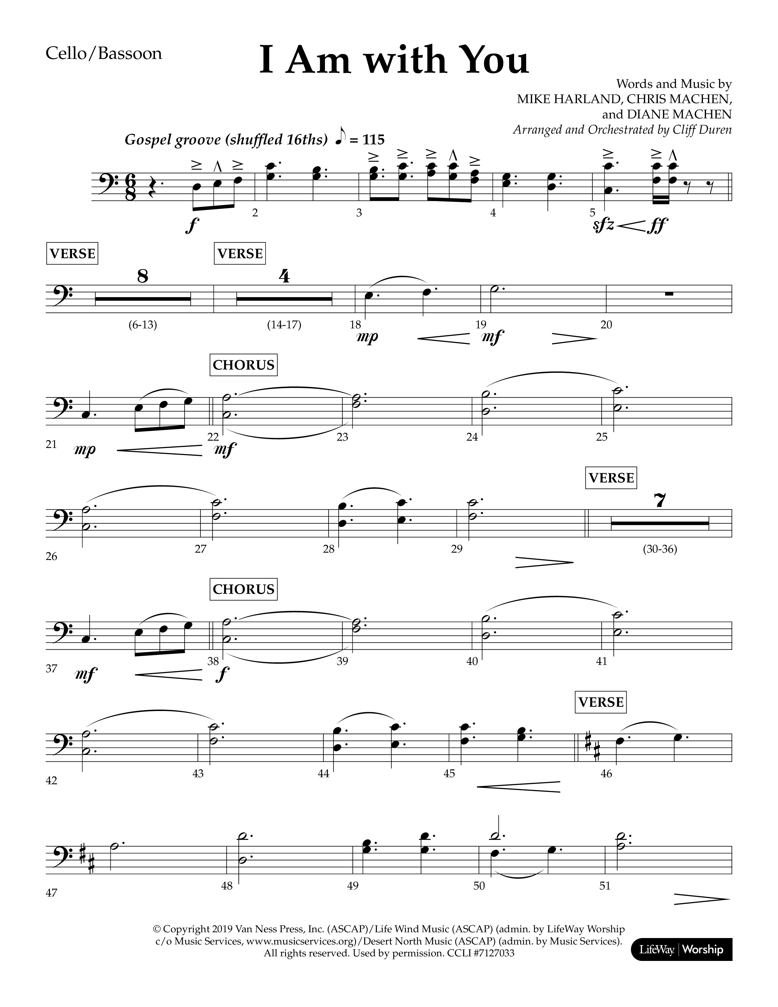 I Am With You (Choral Anthem SATB) Cello (Lifeway Choral / Arr. Cliff Duren)