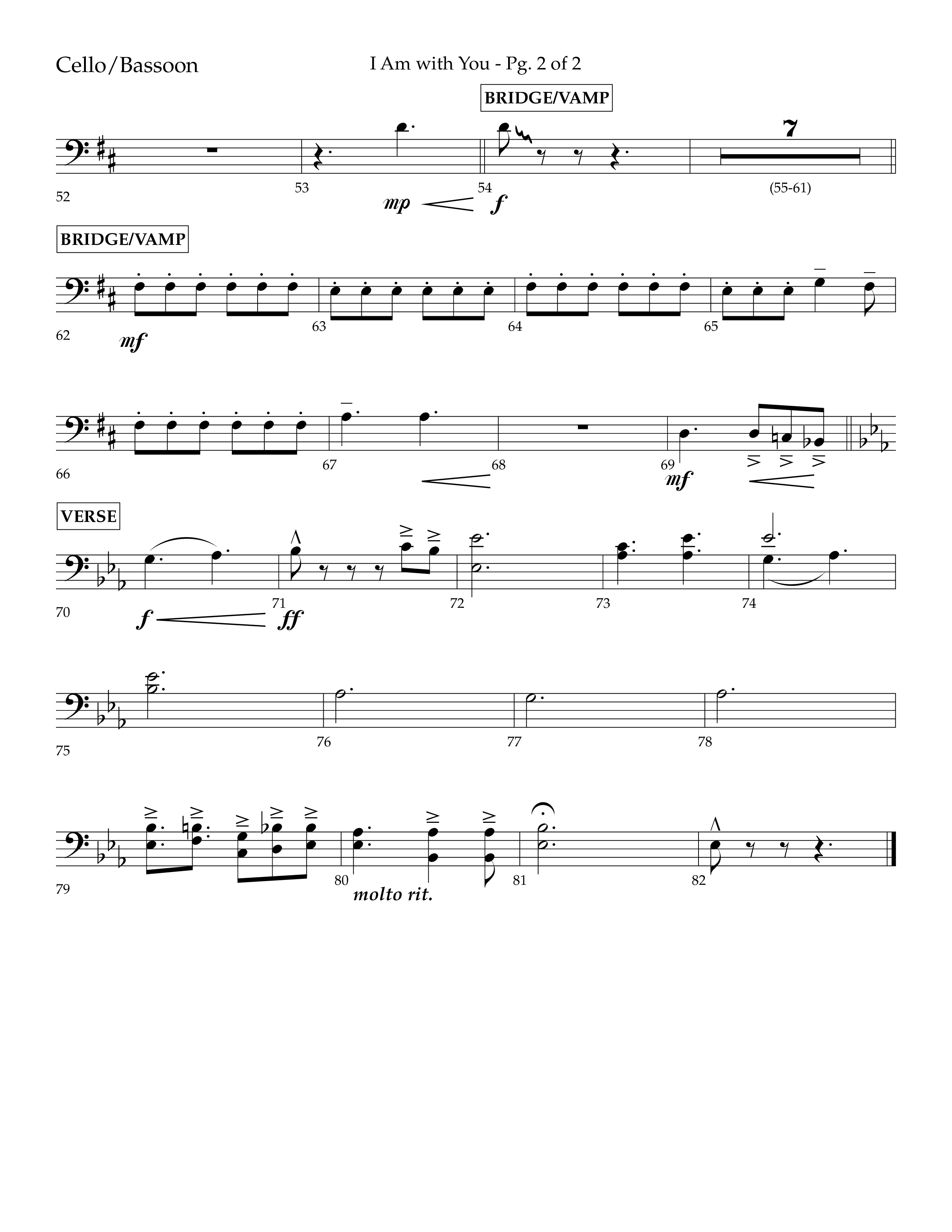 I Am With You (Choral Anthem SATB) Cello (Lifeway Choral / Arr. Cliff Duren)