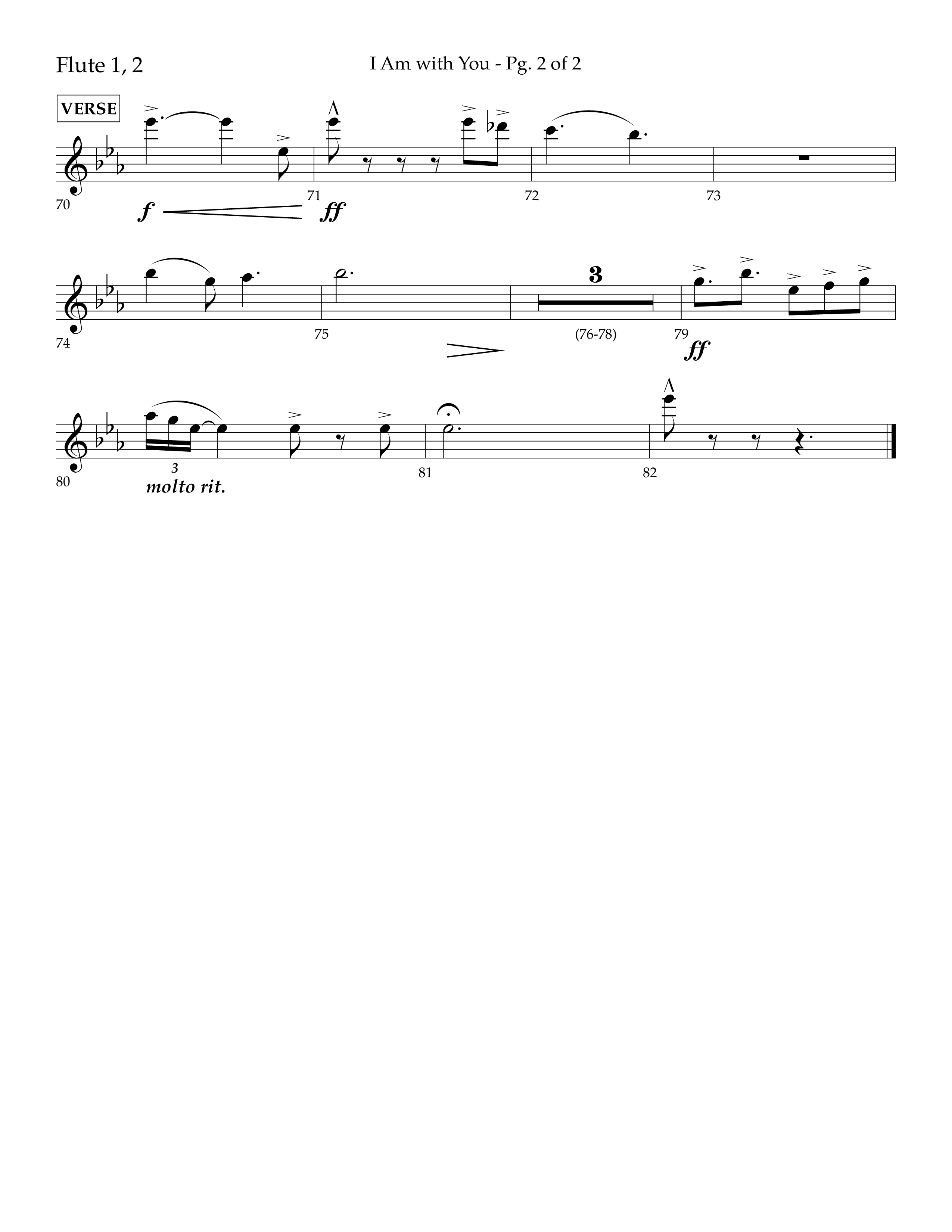 I Am With You (Choral Anthem SATB) Flute 1/2 (Lifeway Choral / Arr. Cliff Duren)