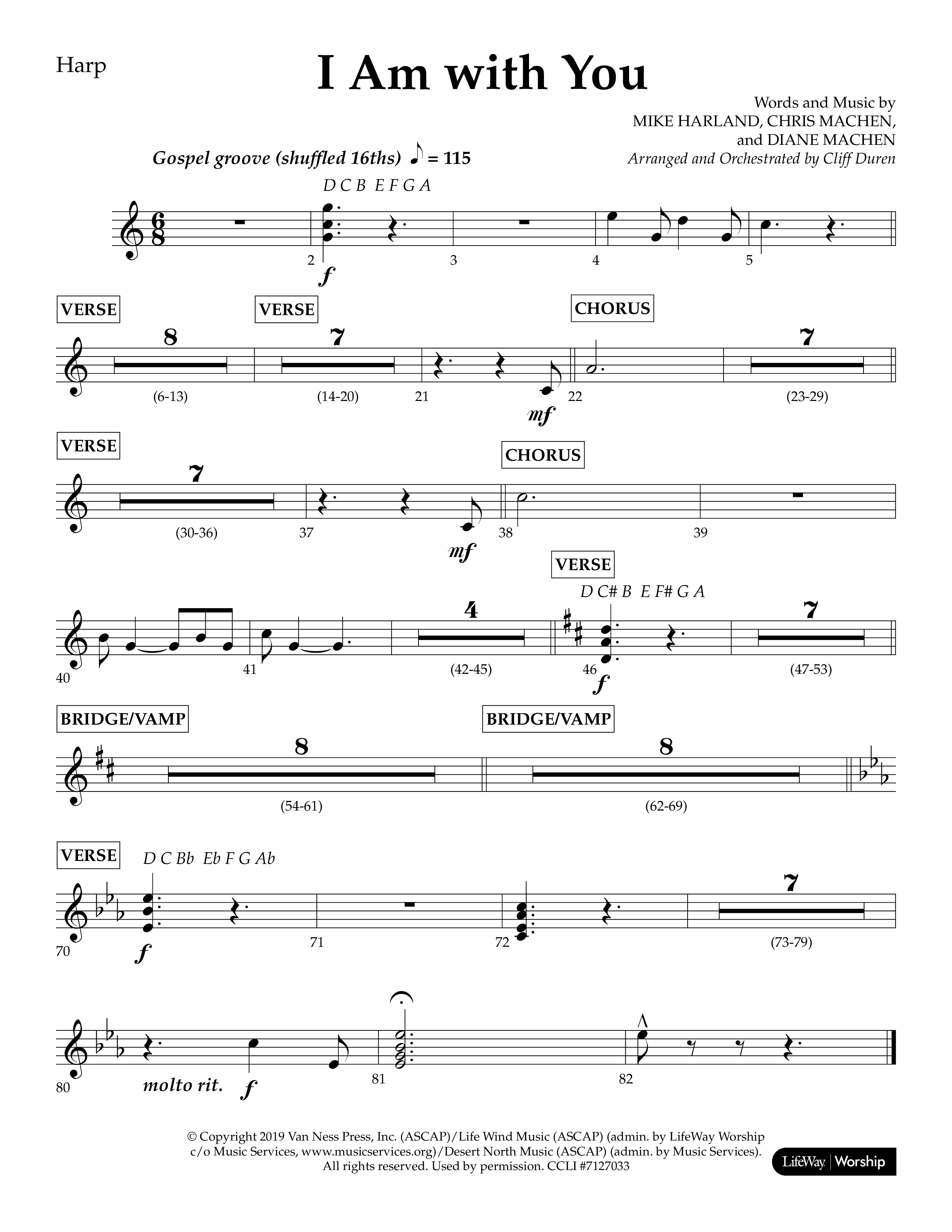 I Am With You (Choral Anthem SATB) Harp (Lifeway Choral / Arr. Cliff Duren)