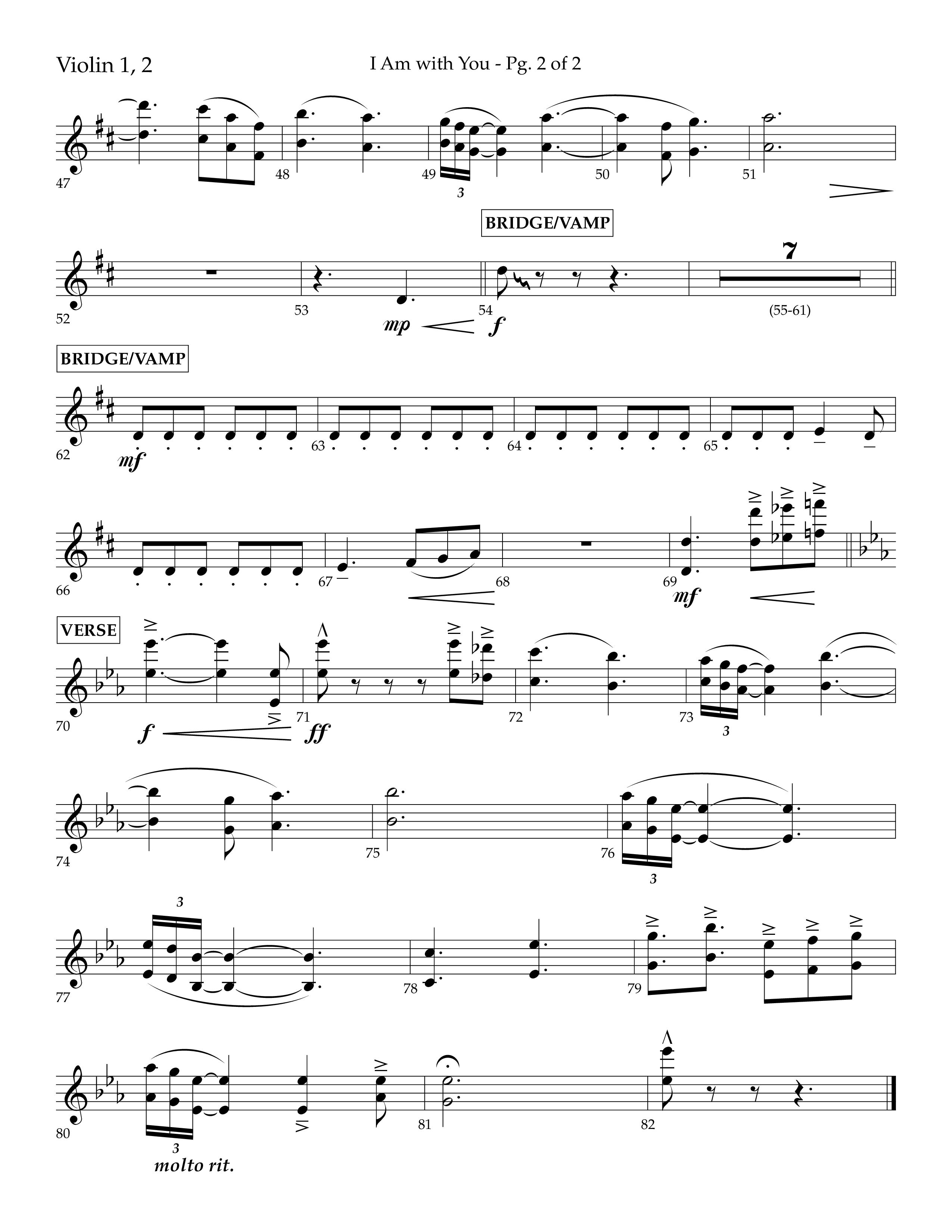 I Am With You (Choral Anthem SATB) Violin 1/2 (Lifeway Choral / Arr. Cliff Duren)