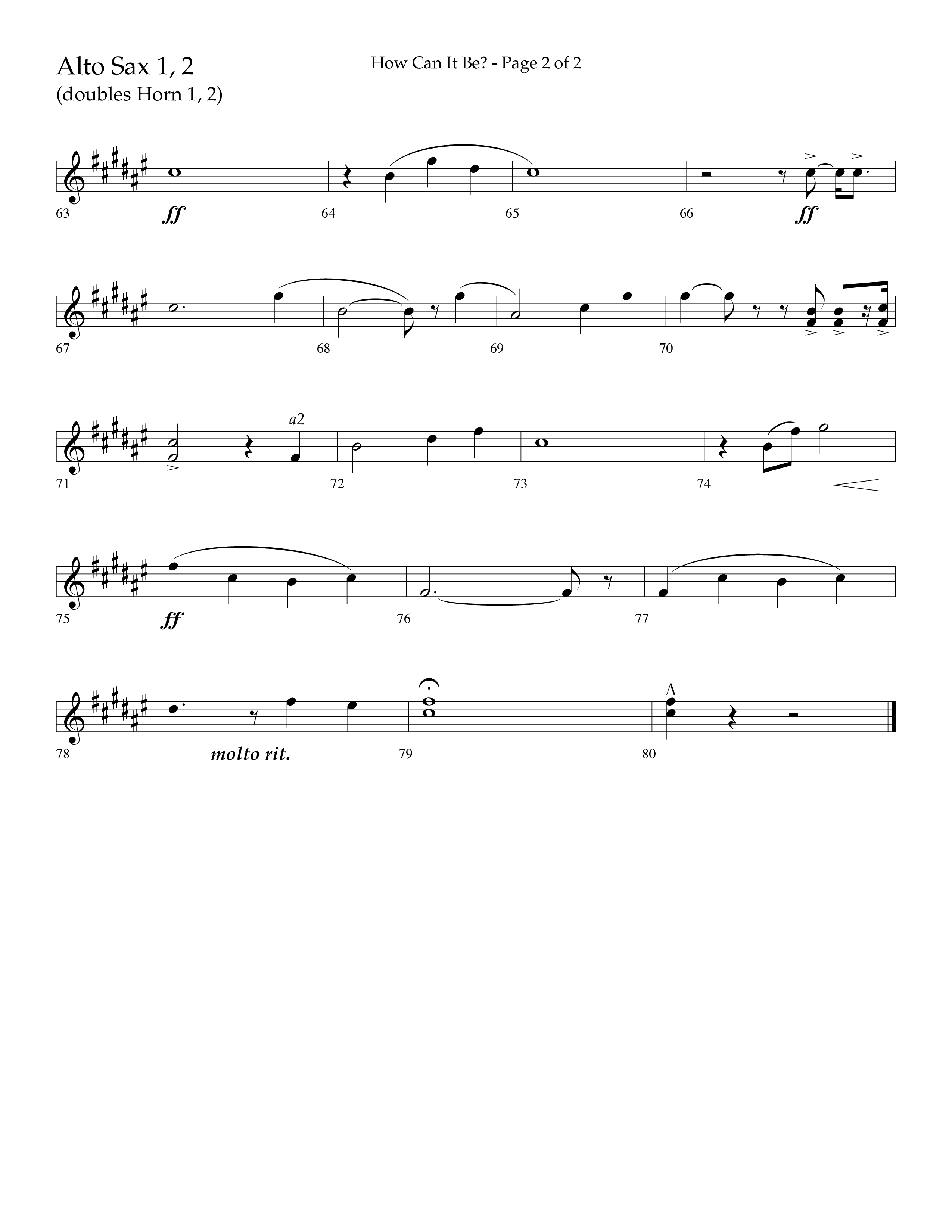How Can It Be (Choral Anthem SATB) Alto Sax 1/2 (Lifeway Choral / Arr. Daniel Semsen)