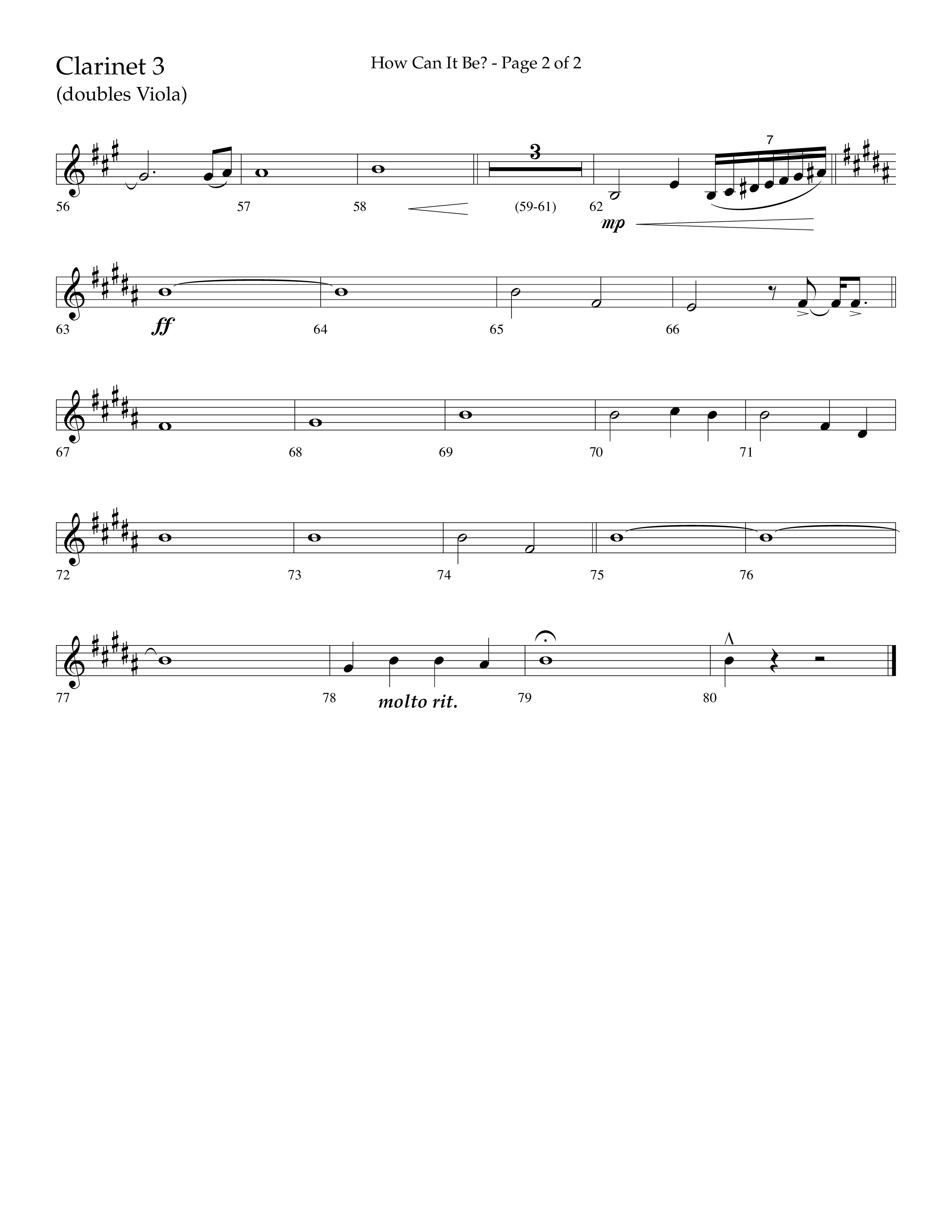 How Can It Be (Choral Anthem SATB) Clarinet 3 (Lifeway Choral / Arr. Daniel Semsen)