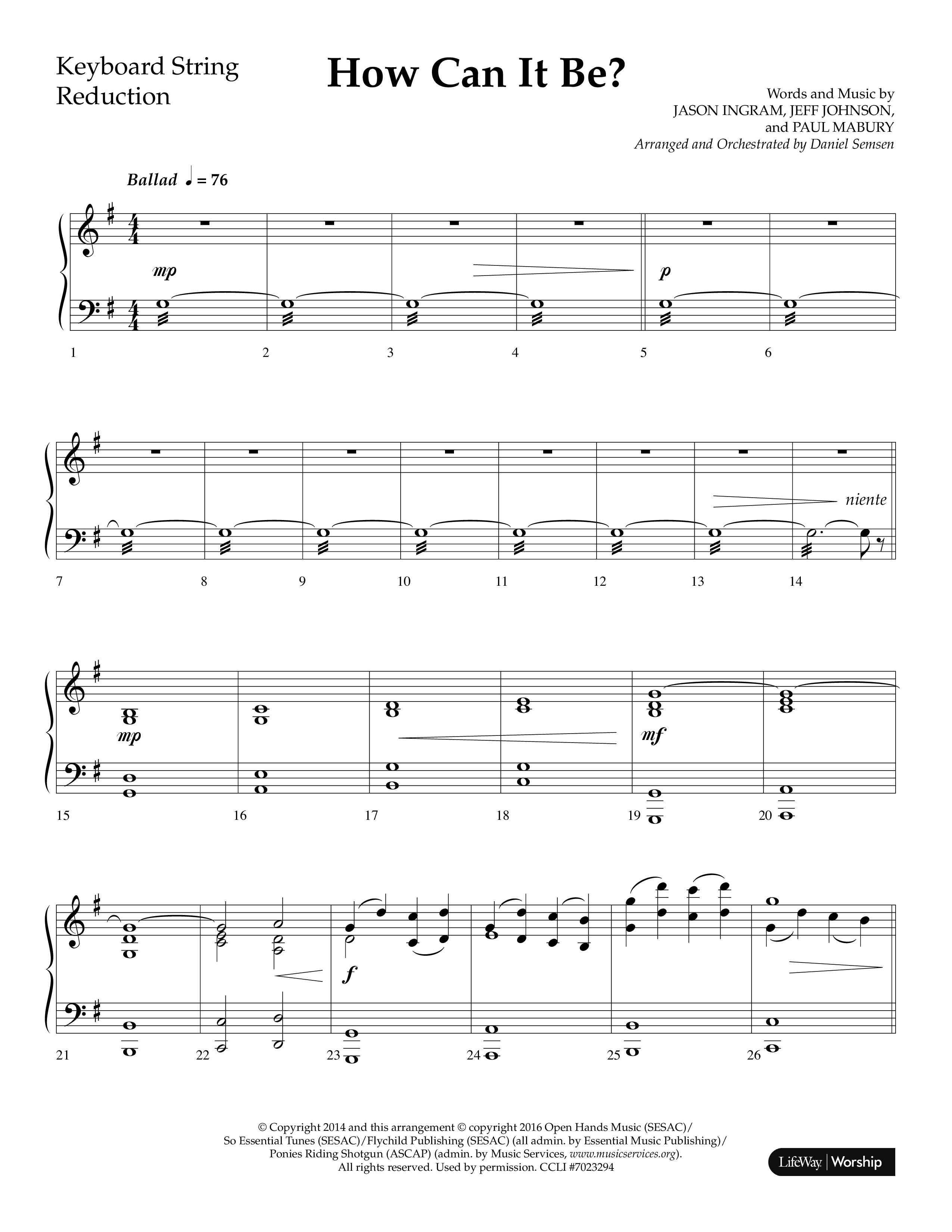How Can It Be (Choral Anthem SATB) String Reduction (Lifeway Choral / Arr. Daniel Semsen)