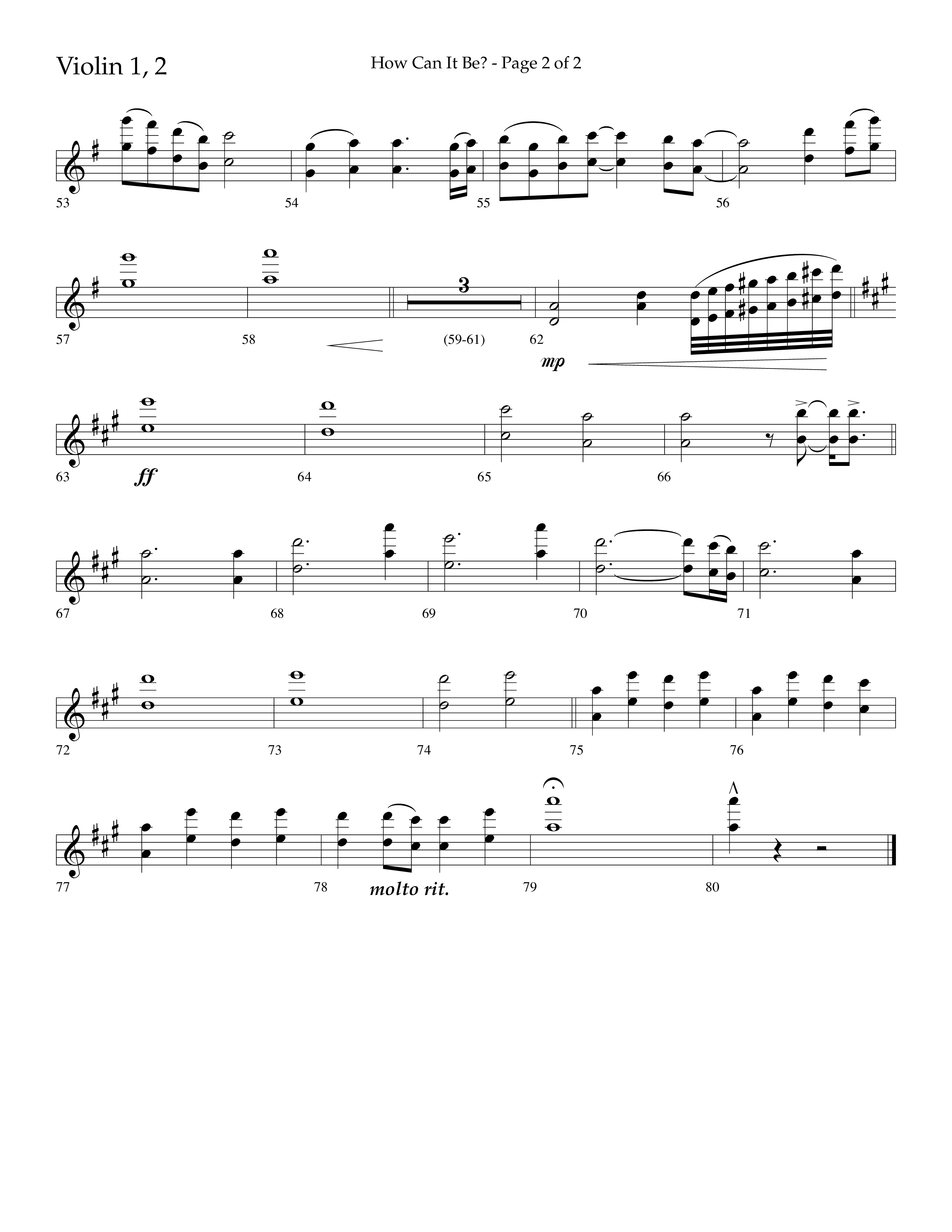 How Can It Be (Choral Anthem SATB) Violin 1/2 (Lifeway Choral / Arr. Daniel Semsen)