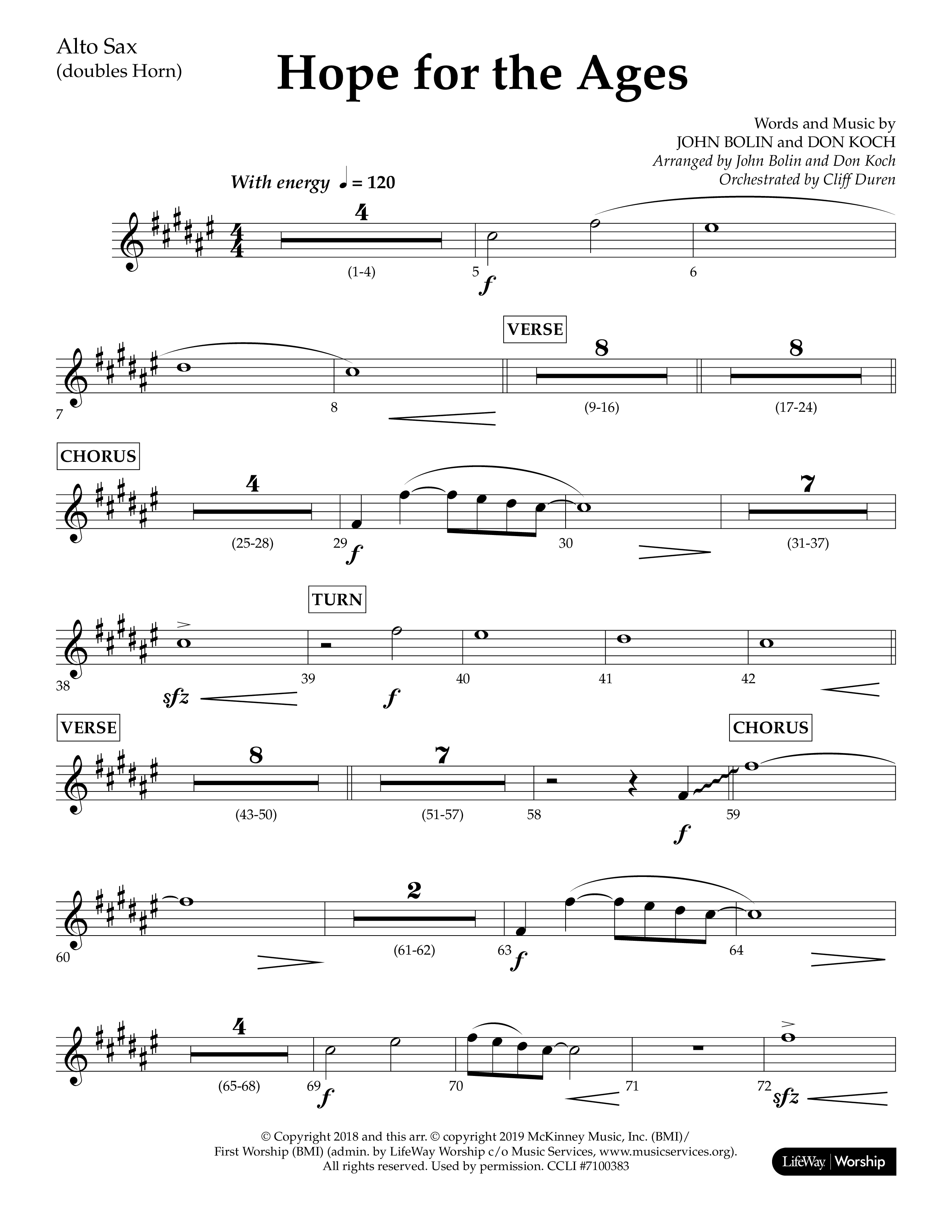 Hope For The Ages (Choral Anthem SATB) Alto Sax (Lifeway Choral / Arr. John Bolin / Arr. Don Koch / Orch. Cliff Duren)