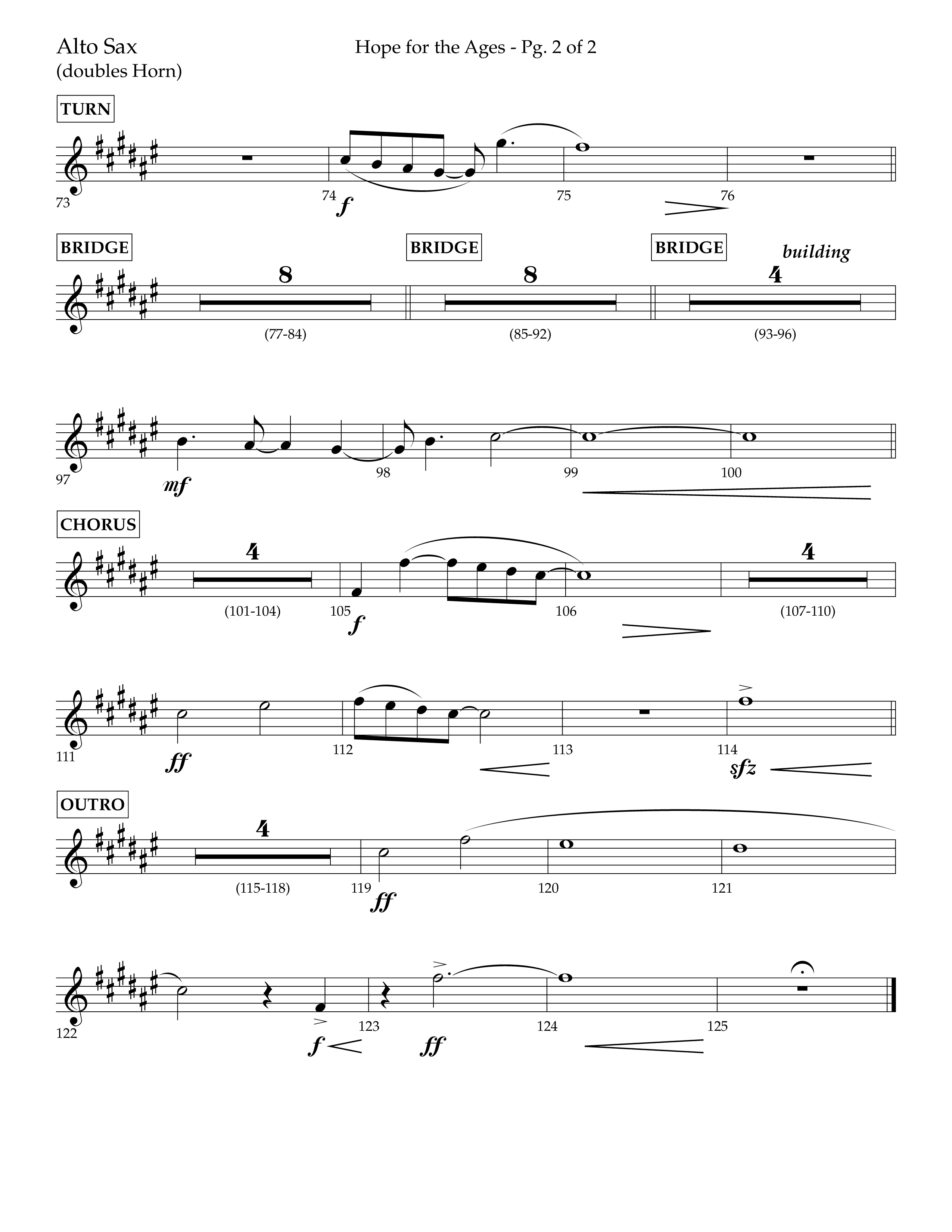 Hope For The Ages (Choral Anthem SATB) Alto Sax (Lifeway Choral / Arr. John Bolin / Arr. Don Koch / Orch. Cliff Duren)