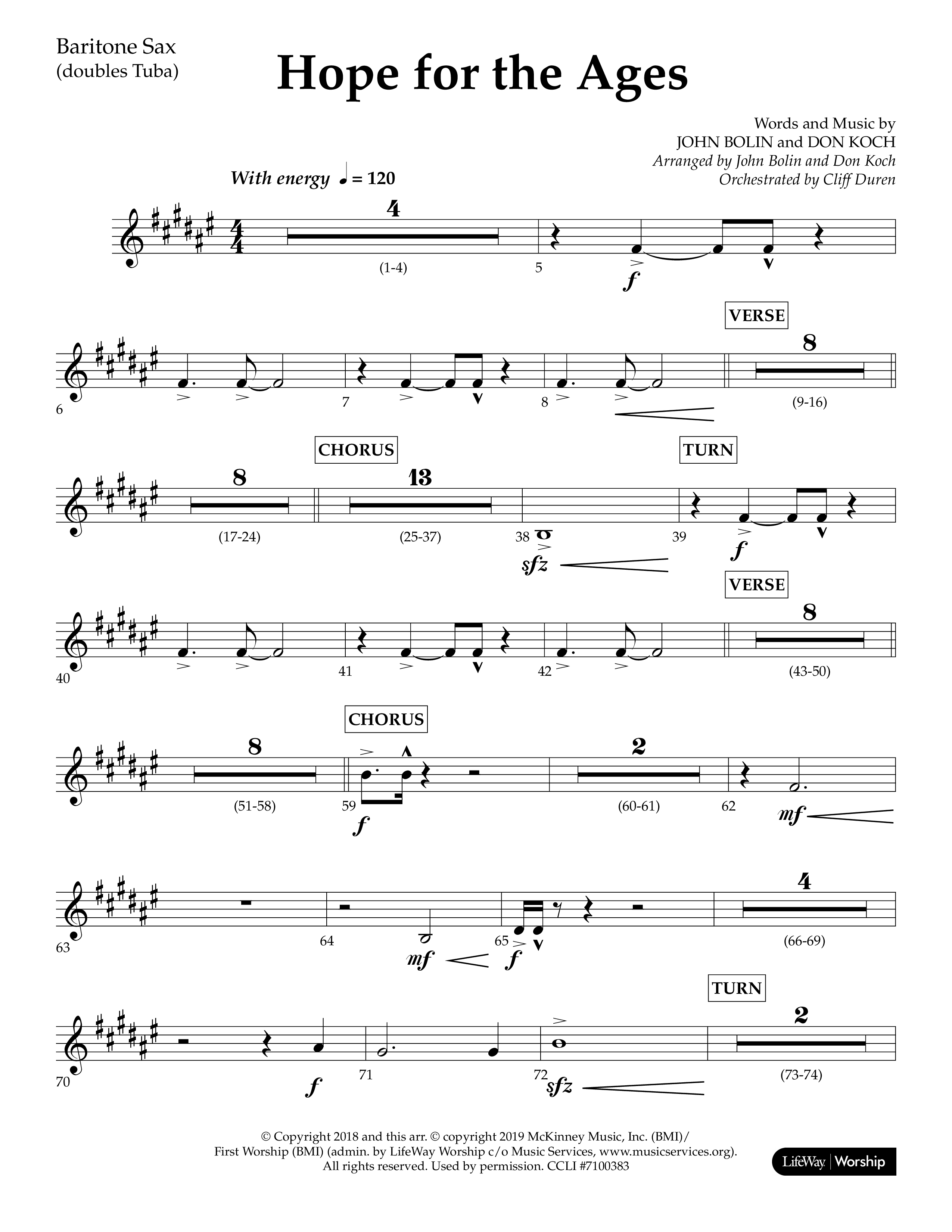 Hope For The Ages (Choral Anthem SATB) Bari Sax (Lifeway Choral / Arr. John Bolin / Arr. Don Koch / Orch. Cliff Duren)