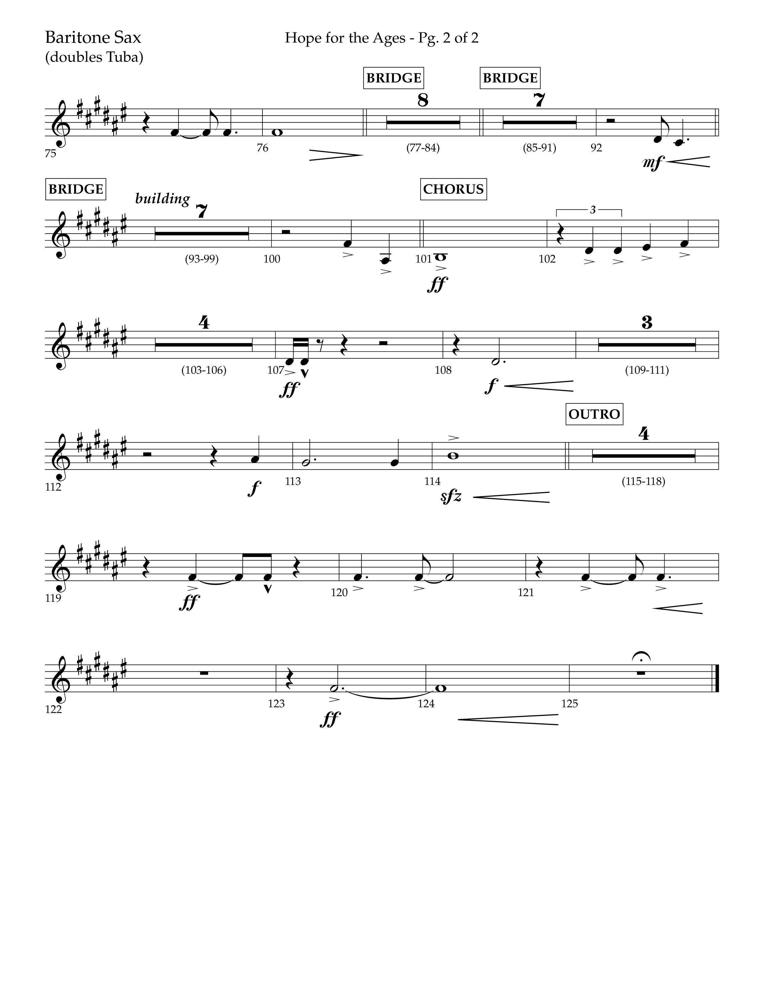 Hope For The Ages (Choral Anthem SATB) Bari Sax (Lifeway Choral / Arr. John Bolin / Arr. Don Koch / Orch. Cliff Duren)
