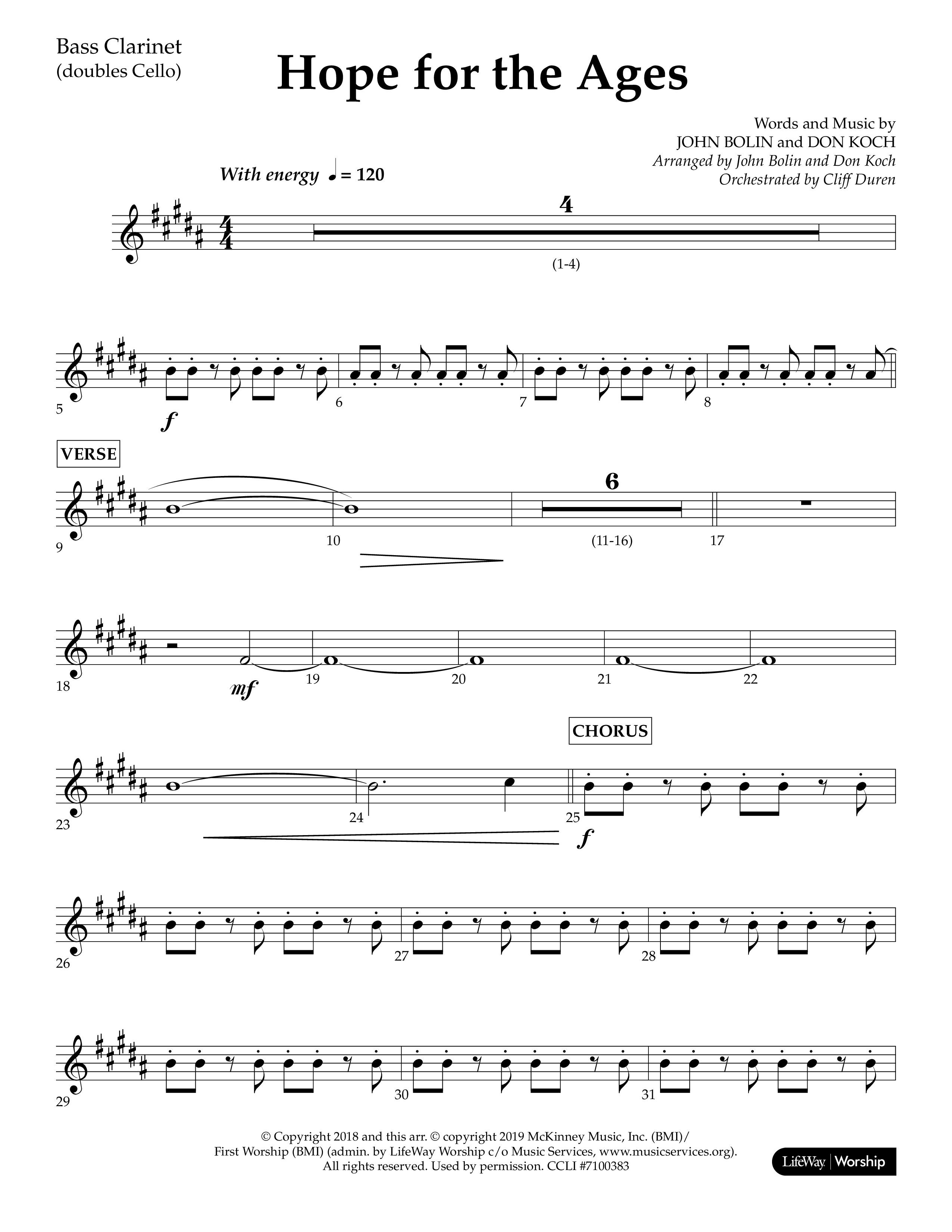 Hope For The Ages (Choral Anthem SATB) Bass Clarinet (Lifeway Choral / Arr. John Bolin / Arr. Don Koch / Orch. Cliff Duren)