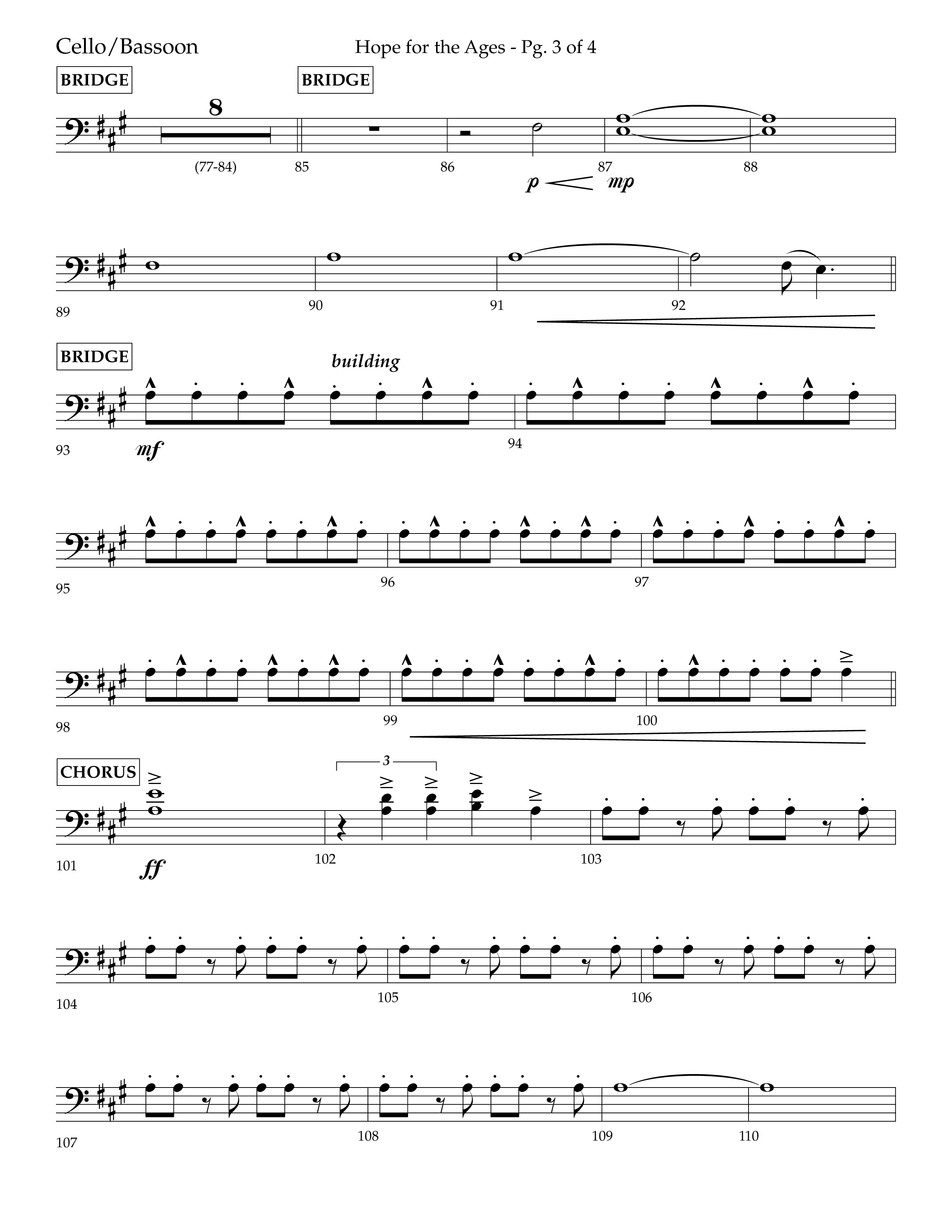 Hope For The Ages (Choral Anthem SATB) Cello (Lifeway Choral / Arr. John Bolin / Arr. Don Koch / Orch. Cliff Duren)