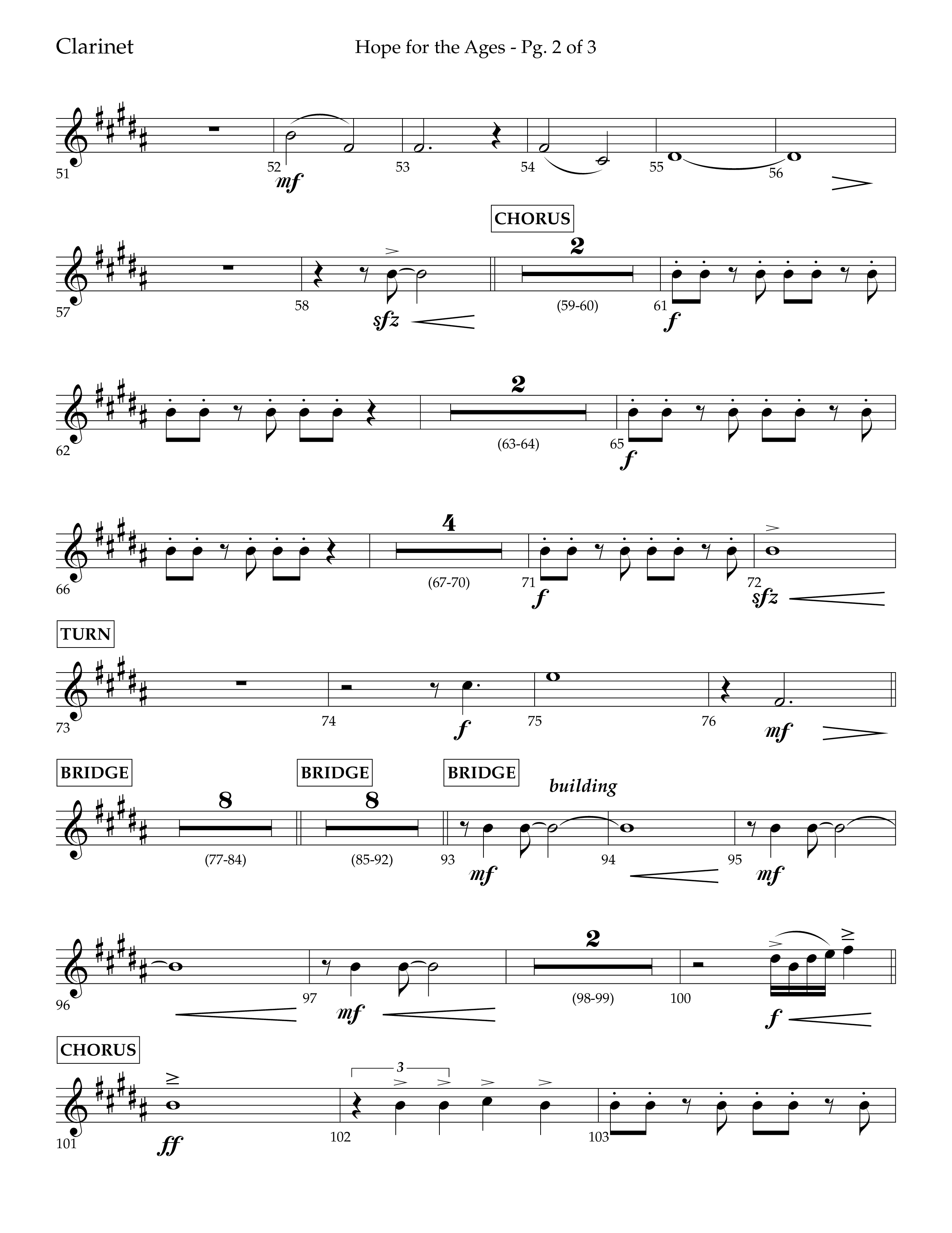 Hope For The Ages (Choral Anthem SATB) Clarinet 1/2 (Lifeway Choral / Arr. John Bolin / Arr. Don Koch / Orch. Cliff Duren)