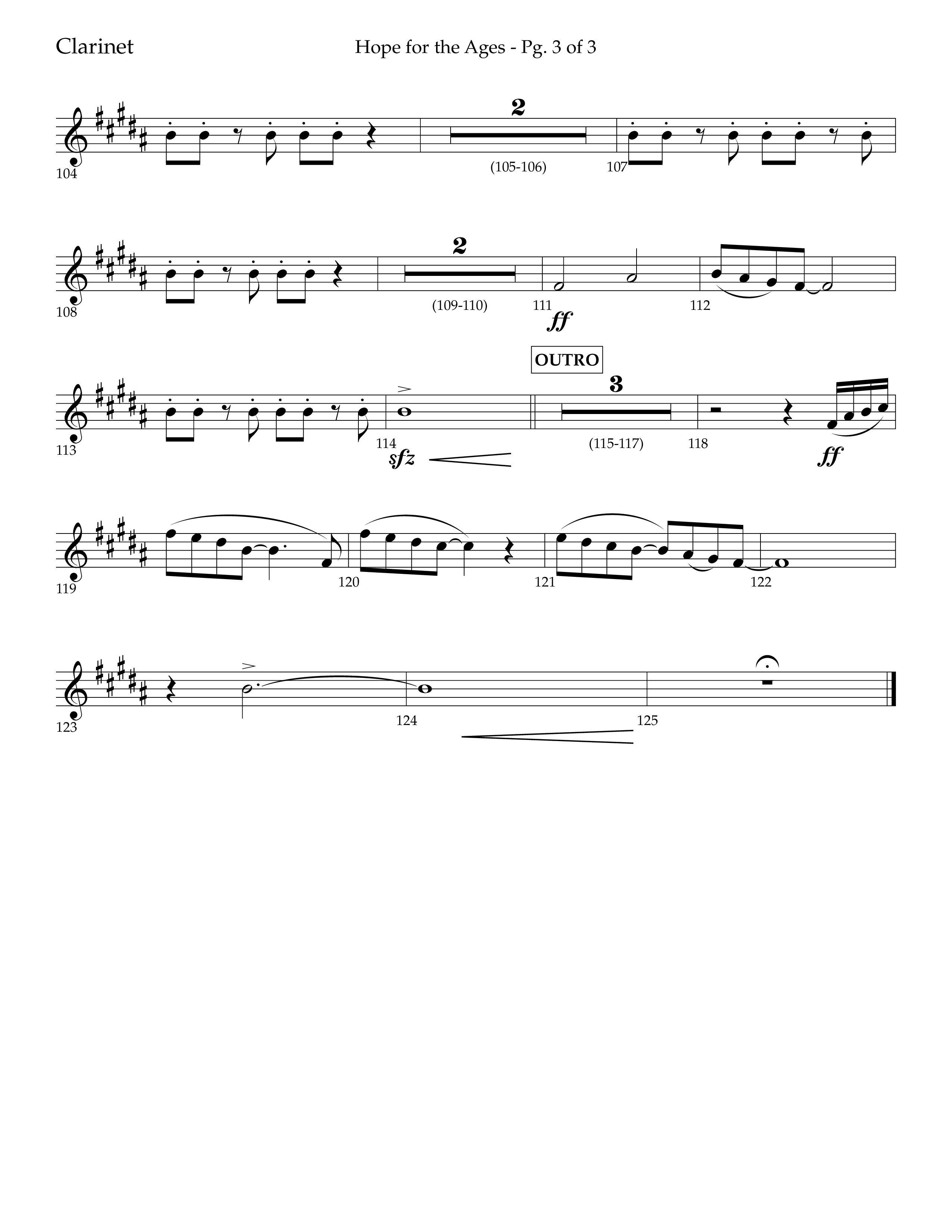 Hope For The Ages (Choral Anthem SATB) Clarinet 1/2 (Lifeway Choral / Arr. John Bolin / Arr. Don Koch / Orch. Cliff Duren)