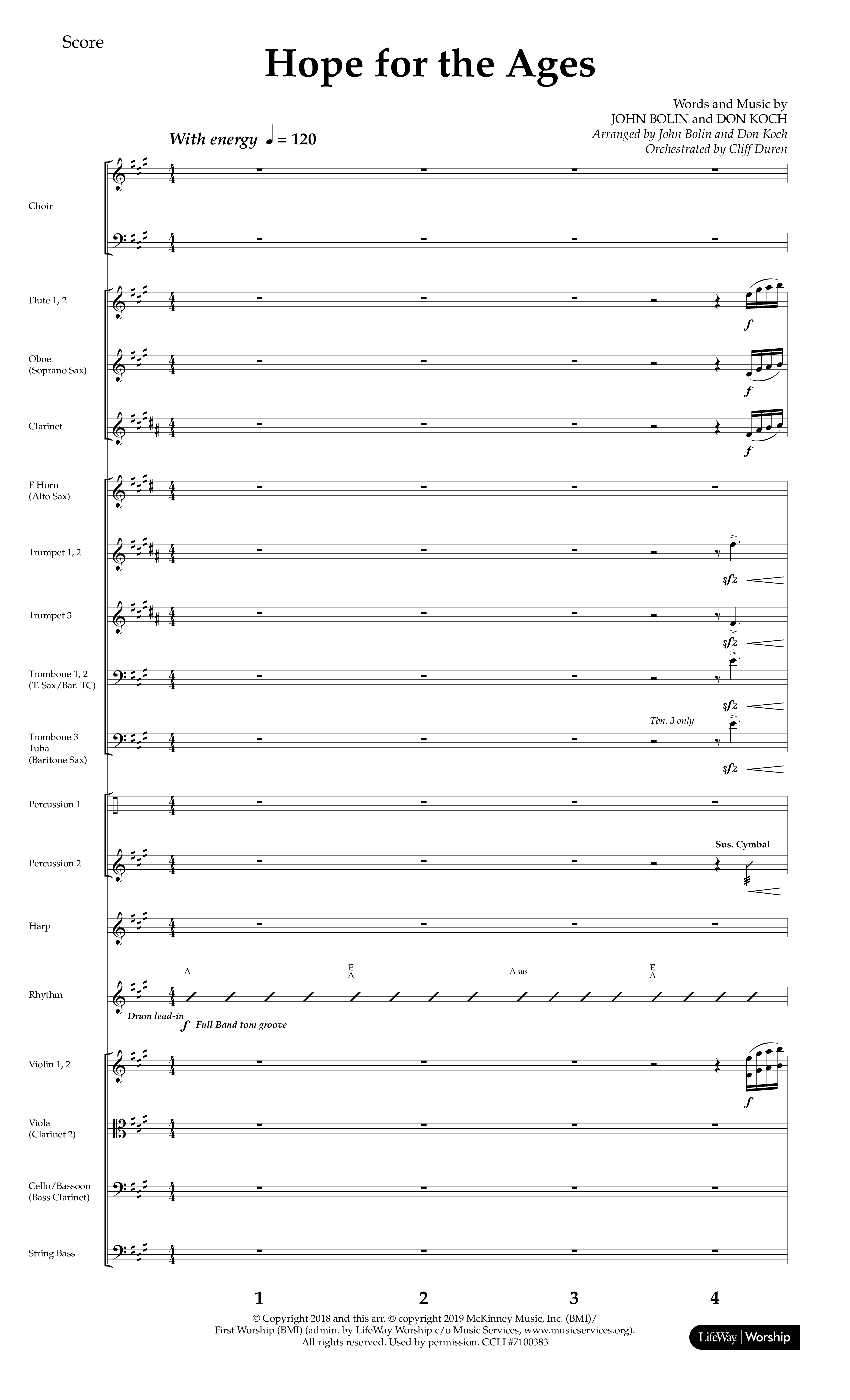 Hope For The Ages (Choral Anthem SATB) Orchestration (Lifeway Choral / Arr. John Bolin / Arr. Don Koch / Orch. Cliff Duren)