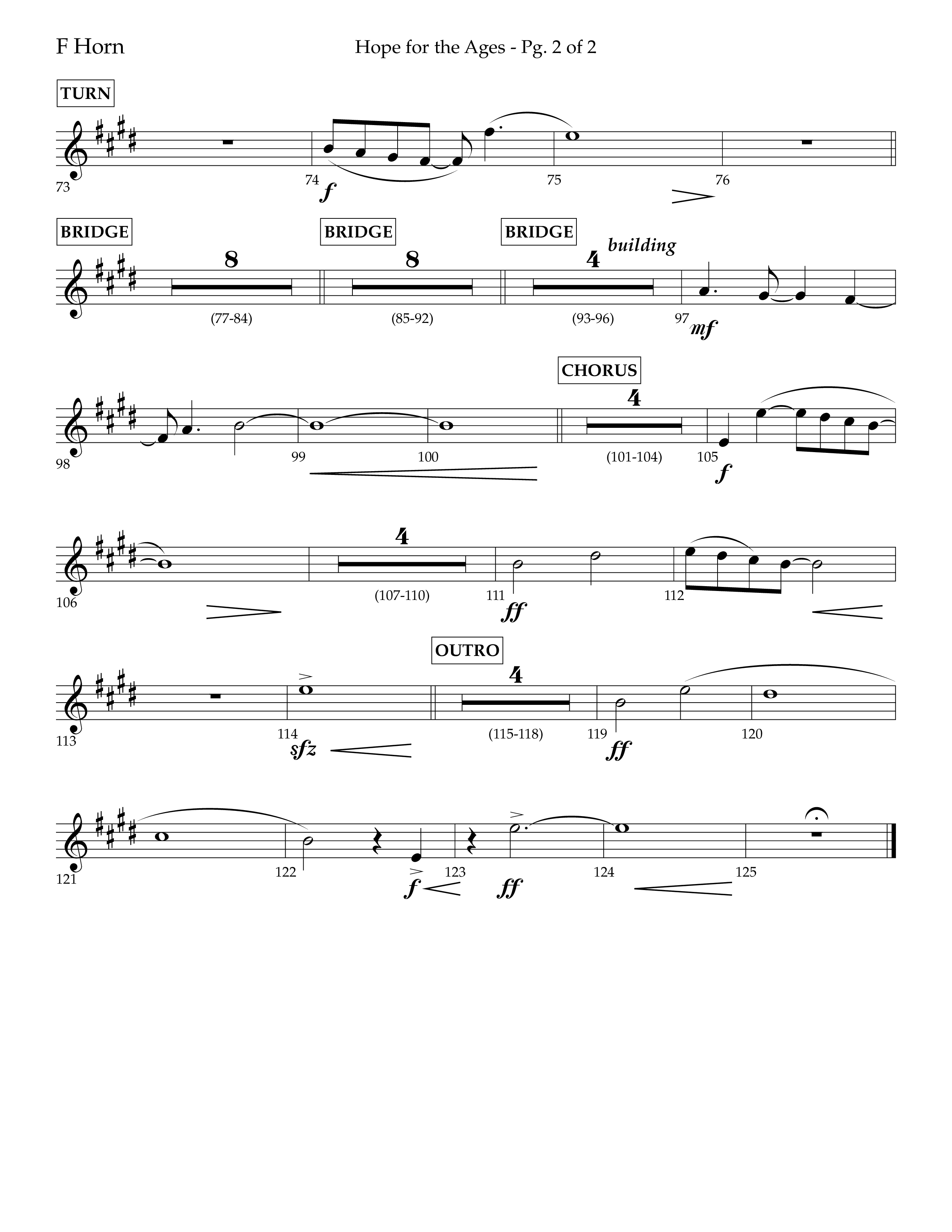 Hope For The Ages (Choral Anthem SATB) French Horn (Lifeway Choral / Arr. John Bolin / Arr. Don Koch / Orch. Cliff Duren)