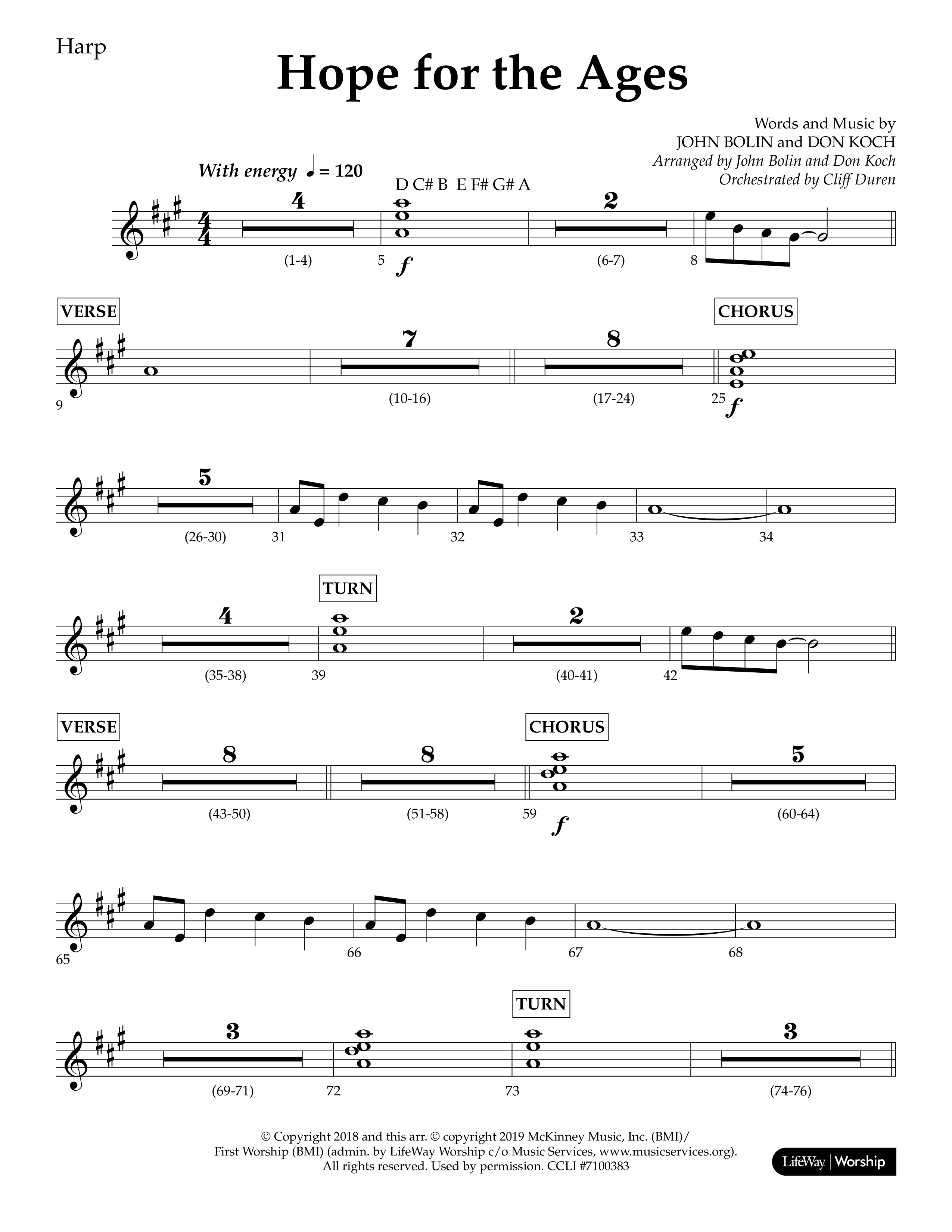 Hope For The Ages (Choral Anthem SATB) Harp (Lifeway Choral / Arr. John Bolin / Arr. Don Koch / Orch. Cliff Duren)