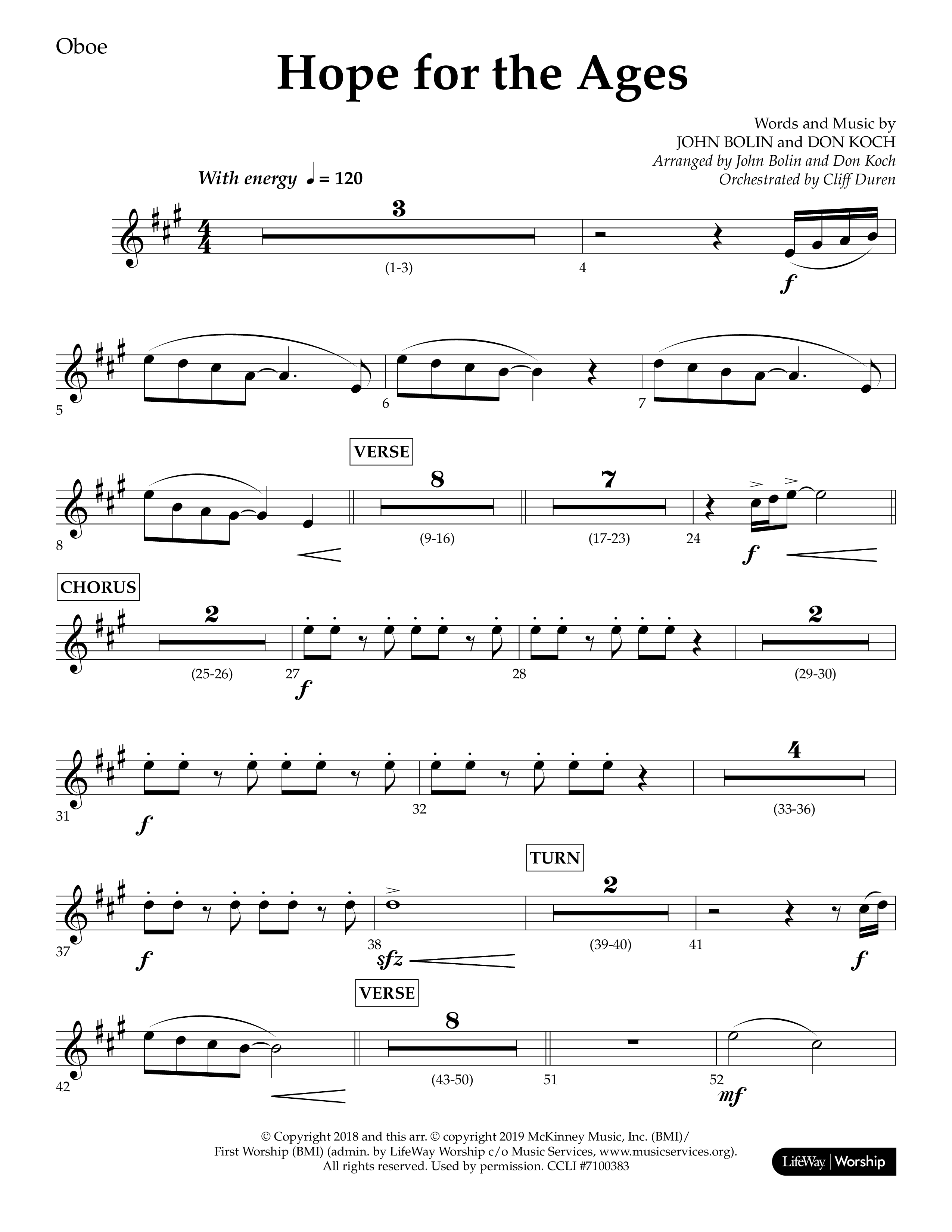 Hope For The Ages (Choral Anthem SATB) Oboe (Lifeway Choral / Arr. John Bolin / Arr. Don Koch / Orch. Cliff Duren)