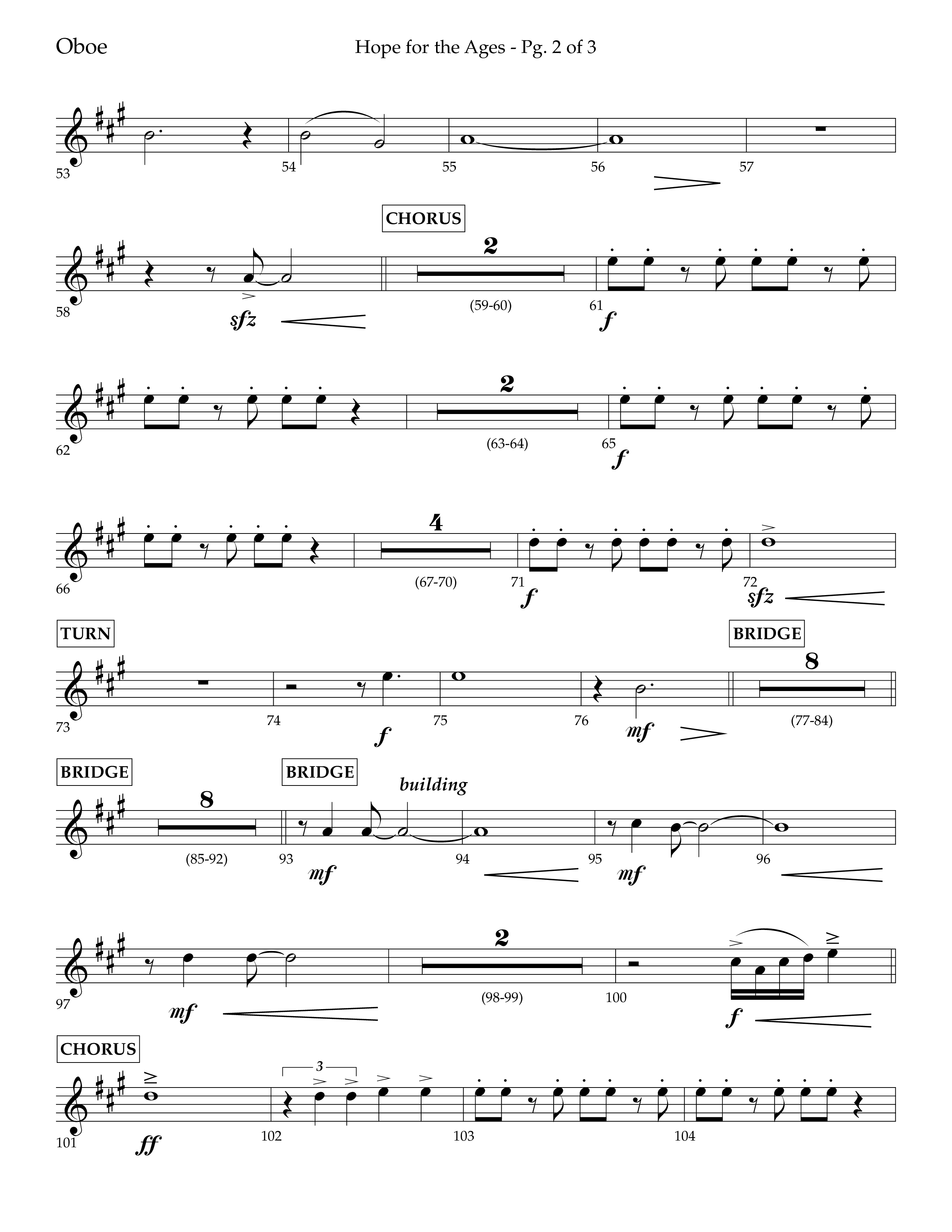 Hope For The Ages (Choral Anthem SATB) Oboe (Lifeway Choral / Arr. John Bolin / Arr. Don Koch / Orch. Cliff Duren)