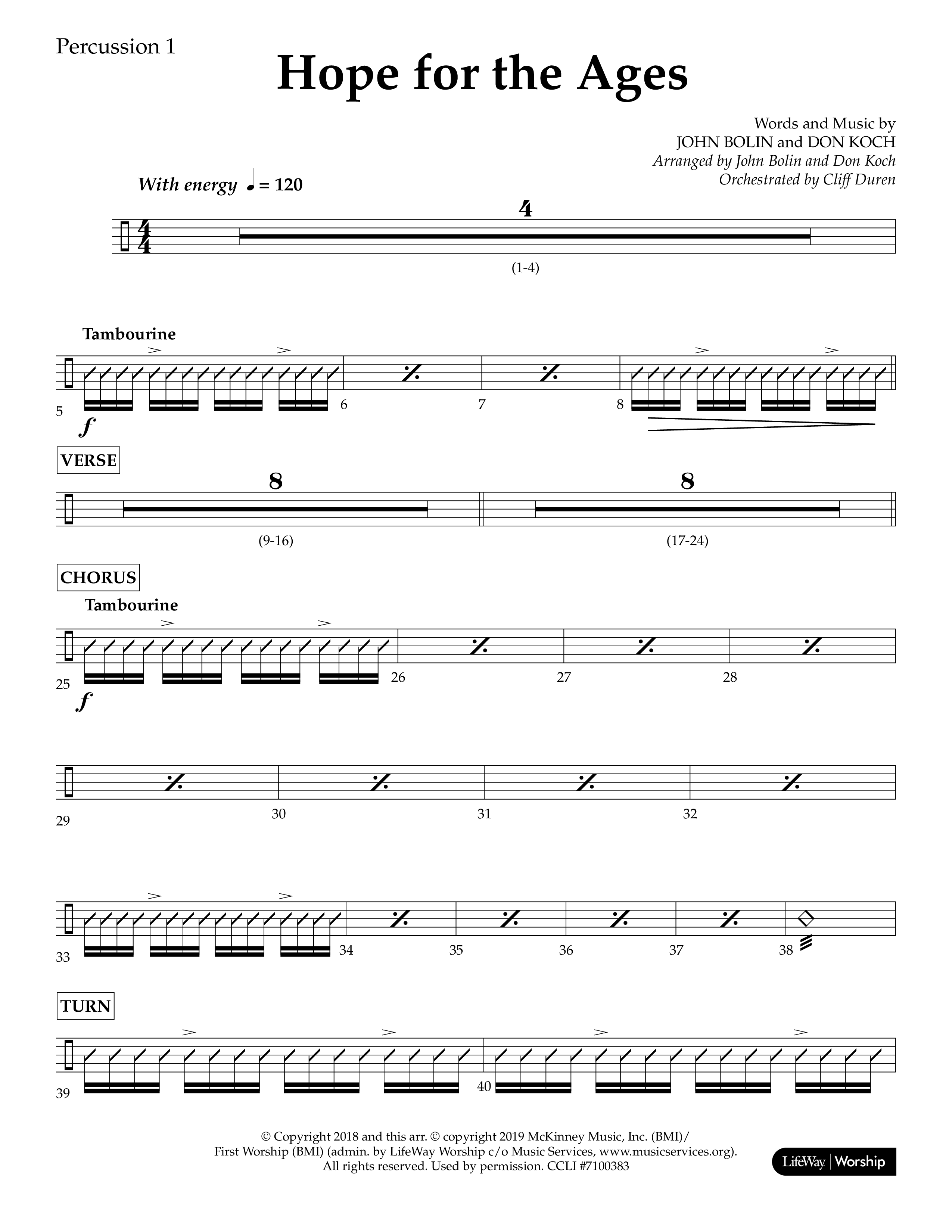 Hope For The Ages (Choral Anthem SATB) Percussion 1/2 (Lifeway Choral / Arr. John Bolin / Arr. Don Koch / Orch. Cliff Duren)