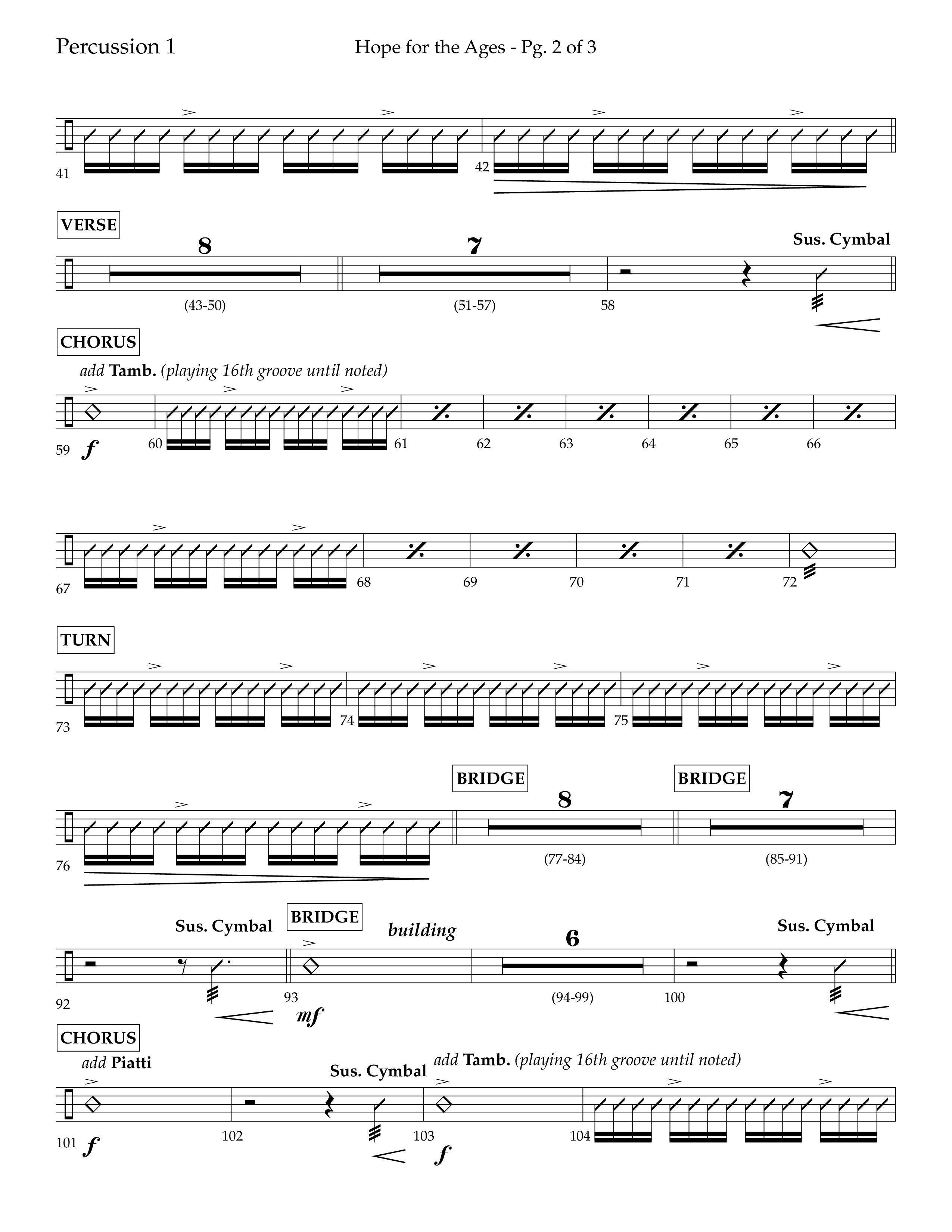 Hope For The Ages (Choral Anthem SATB) Percussion 1/2 (Lifeway Choral / Arr. John Bolin / Arr. Don Koch / Orch. Cliff Duren)