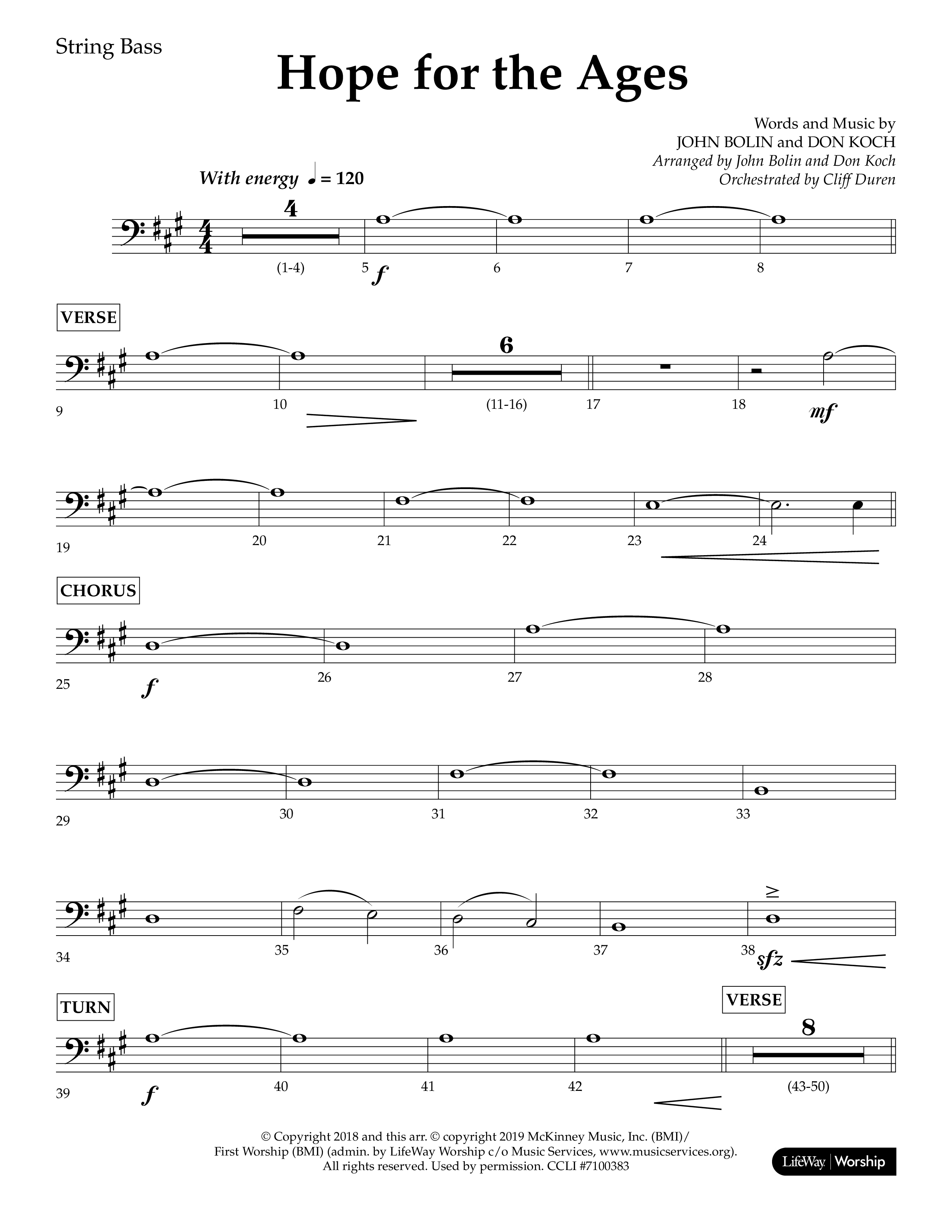 Hope For The Ages (Choral Anthem SATB) String Bass (Lifeway Choral / Arr. John Bolin / Arr. Don Koch / Orch. Cliff Duren)