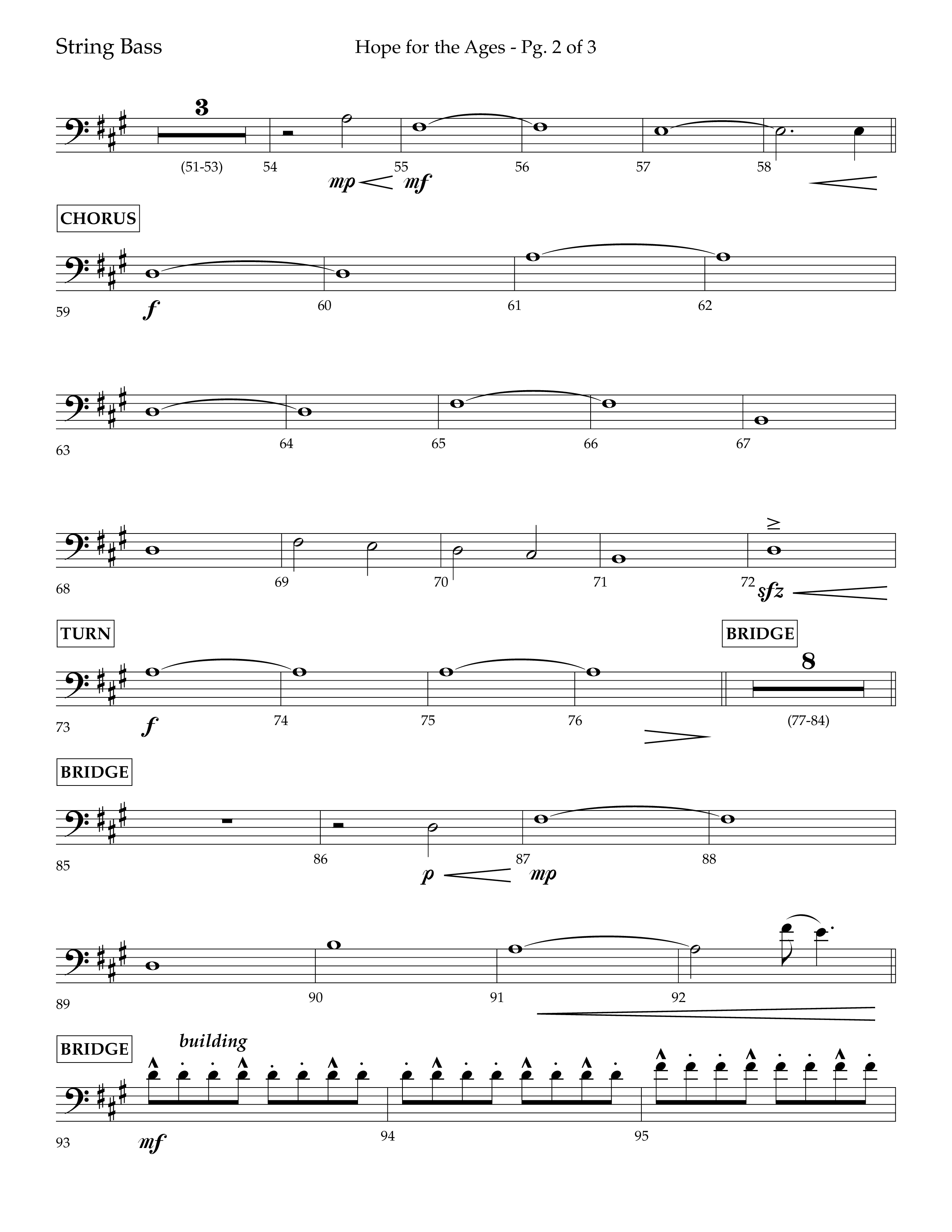 Hope For The Ages (Choral Anthem SATB) String Bass (Lifeway Choral / Arr. John Bolin / Arr. Don Koch / Orch. Cliff Duren)