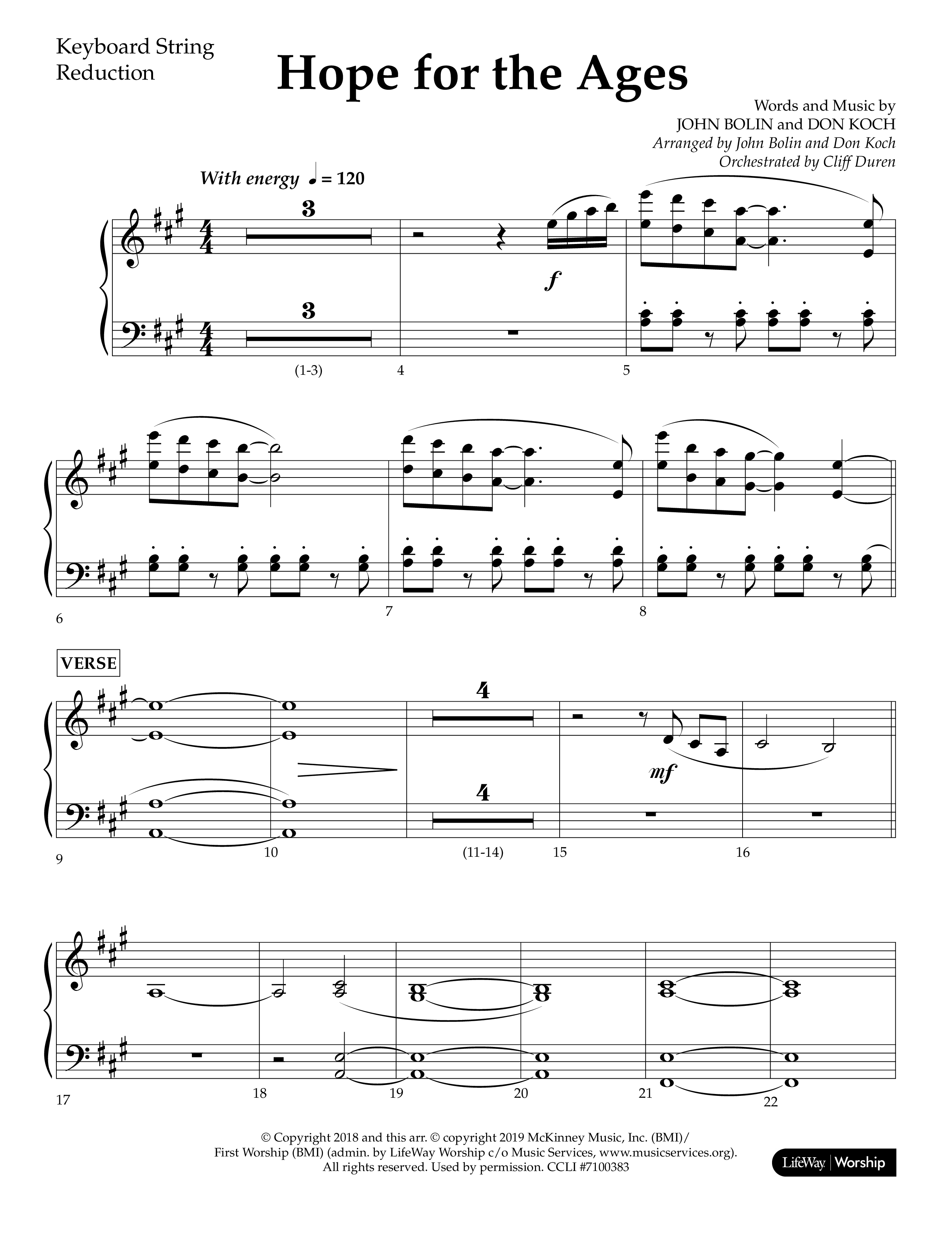 Hope For The Ages (Choral Anthem SATB) String Reduction (Lifeway Choral / Arr. John Bolin / Arr. Don Koch / Orch. Cliff Duren)