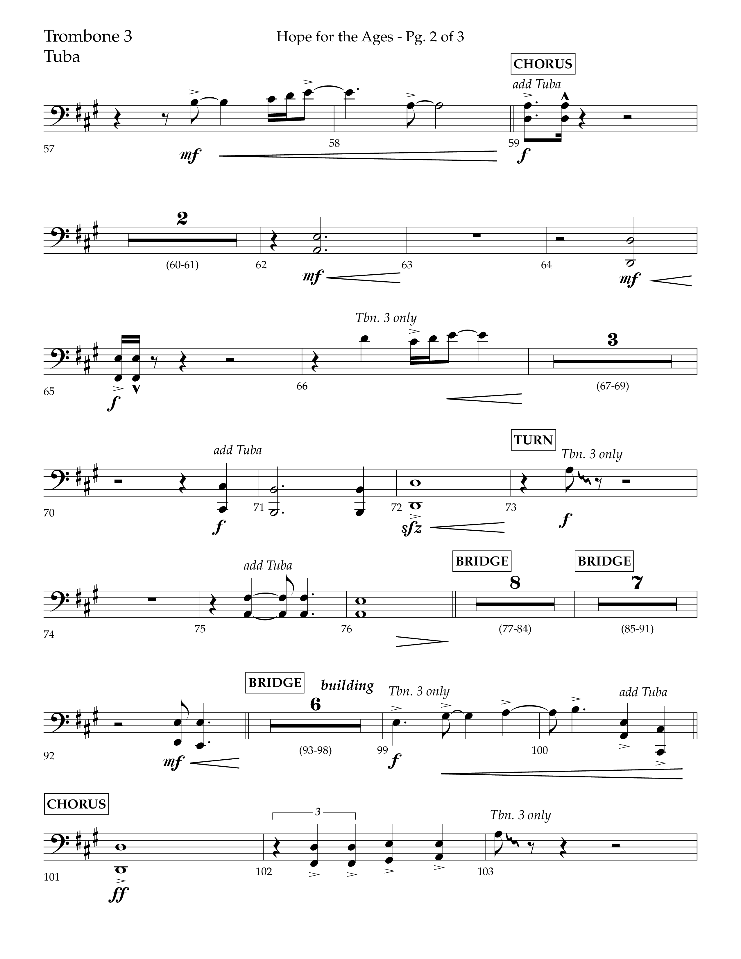 Hope For The Ages (Choral Anthem SATB) Trombone 3/Tuba (Lifeway Choral / Arr. John Bolin / Arr. Don Koch / Orch. Cliff Duren)