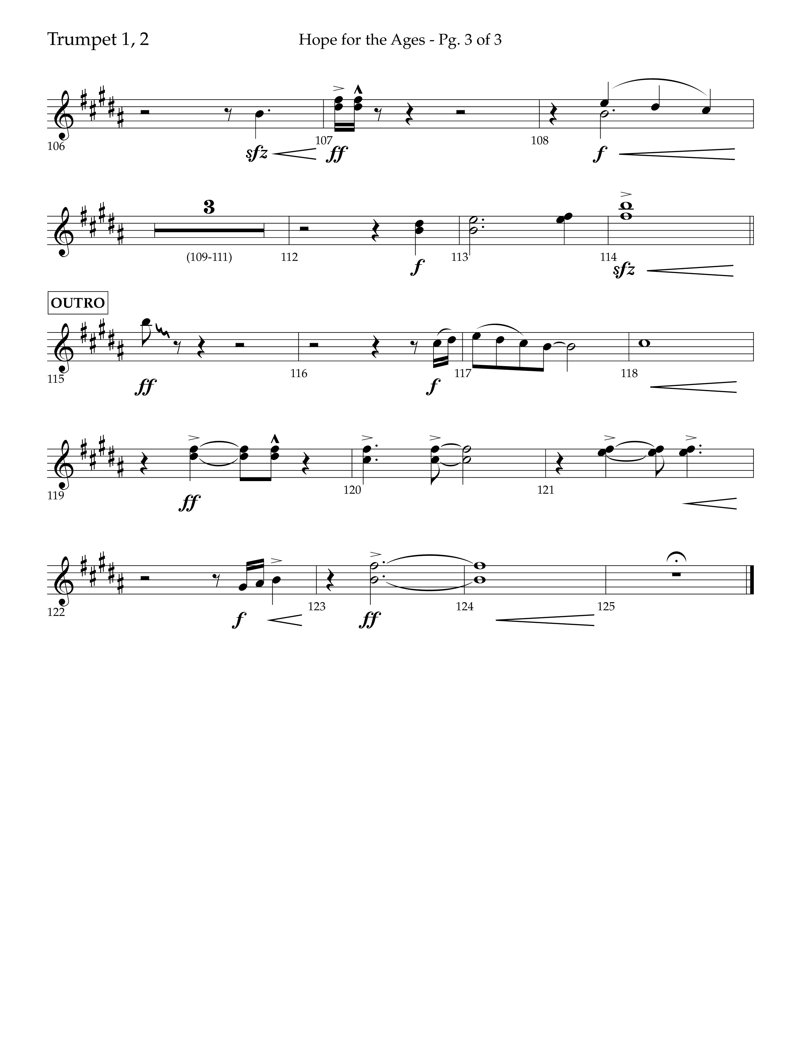 Hope For The Ages (Choral Anthem SATB) Trumpet 1,2 (Lifeway Choral / Arr. John Bolin / Arr. Don Koch / Orch. Cliff Duren)