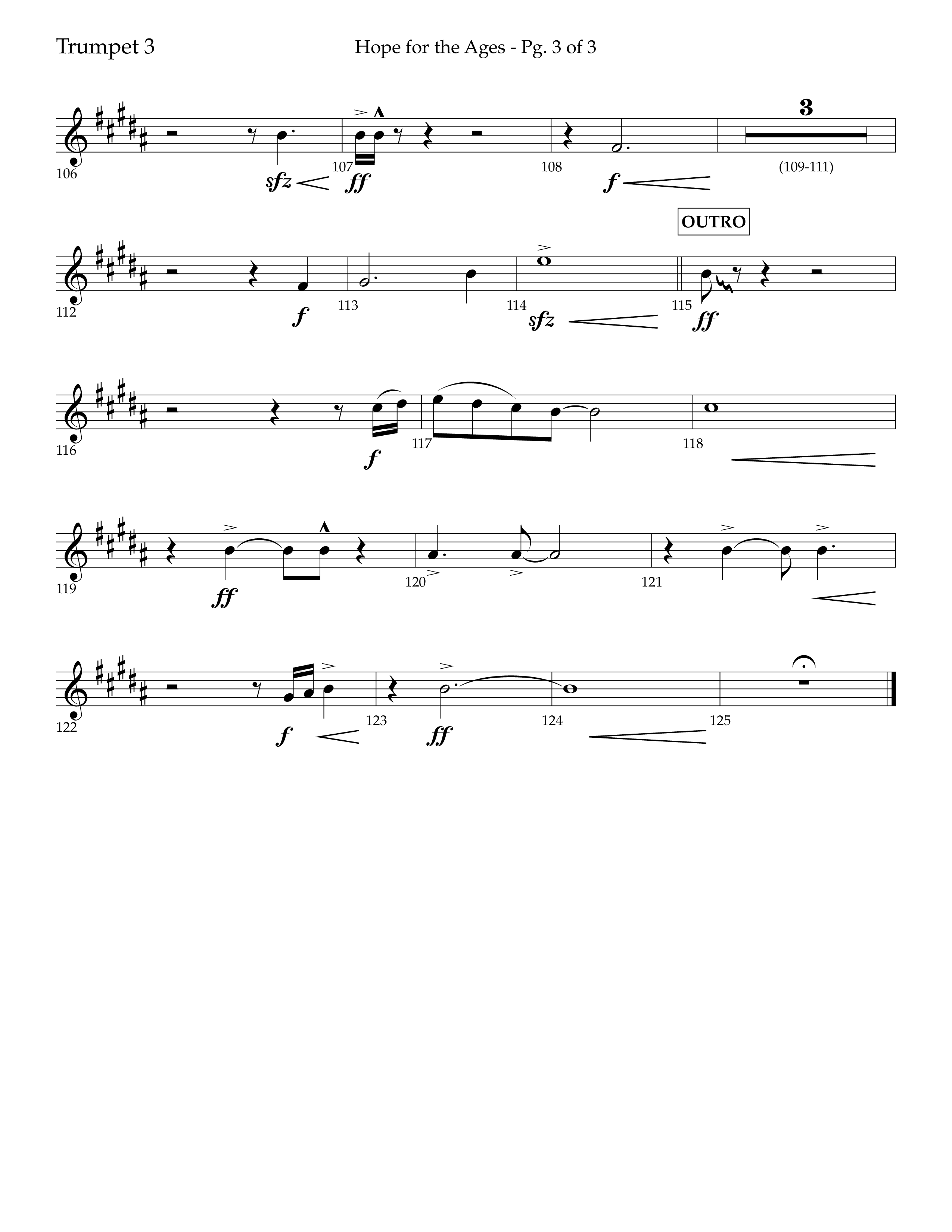 Hope For The Ages (Choral Anthem SATB) Trumpet 3 (Lifeway Choral / Arr. John Bolin / Arr. Don Koch / Orch. Cliff Duren)