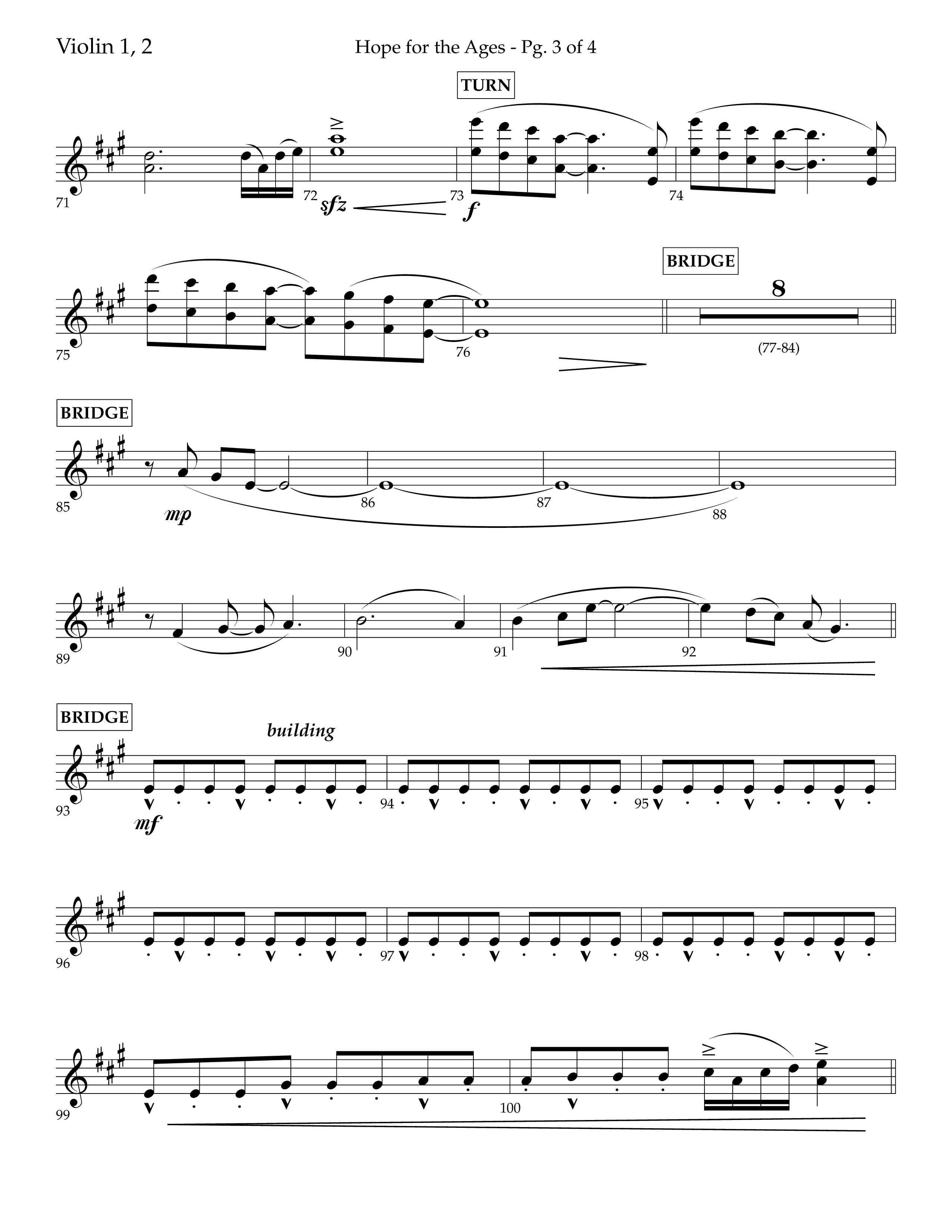 Hope For The Ages (Choral Anthem SATB) Violin 1/2 (Lifeway Choral / Arr. John Bolin / Arr. Don Koch / Orch. Cliff Duren)