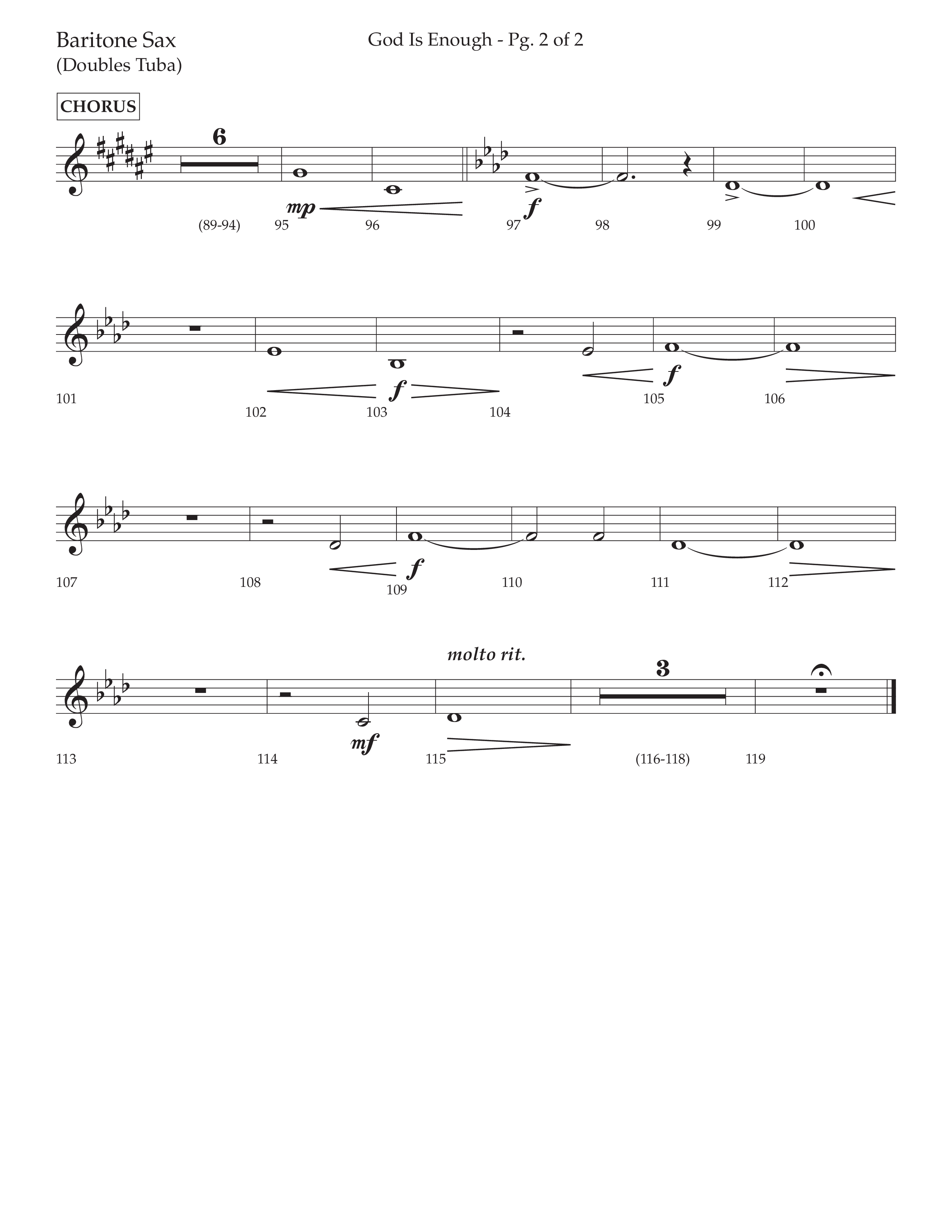 God Is Enough (Choral Anthem SATB) Bari Sax (Lifeway Choral / Arr. David Wise / Orch. David Shipps)